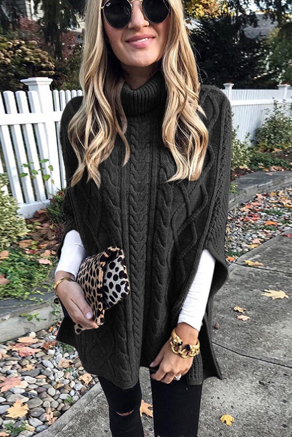Stylish High Neck Cape Sweater for Women | Warm & Cozy Winter Fashion | Perfect for Office, Parties & Casual Outings