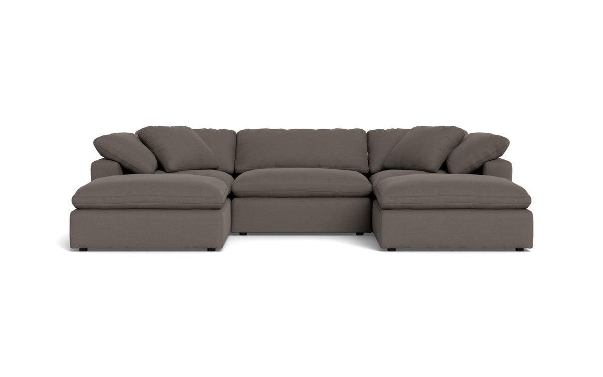 Fluffy 3-Piece Sofa Set with Double Ottoman - Soft Plush Living Room Furniture for Cozy Home & Lounge Relaxation