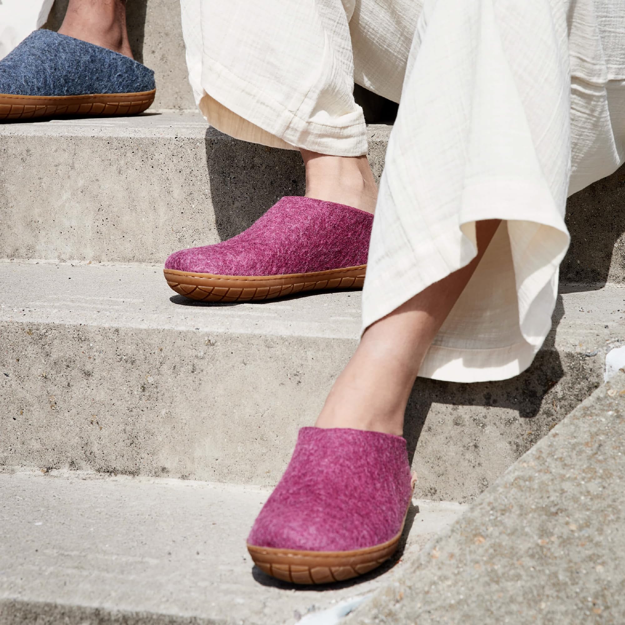 Premium Unisex Wool Slippers with Rubber Sole - GLERUPS Slip-On Indoor/Outdoor Comfort Shoes for Women & Men | Perfect for Home, Office, and Casual Wear