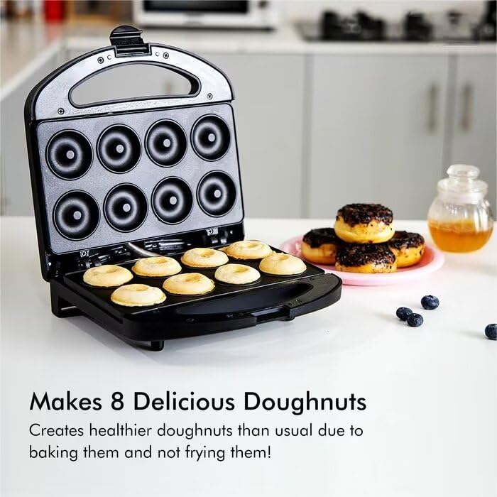 3-in-1 Waffle Maker, Donut Maker & Hot Dog Machine - Removable Non-Stick Plates for Waffles, Pancakes, Paninis, Steaks & Desserts - Perfect for Home Kitchen, Breakfast, Lunch & Snacks
