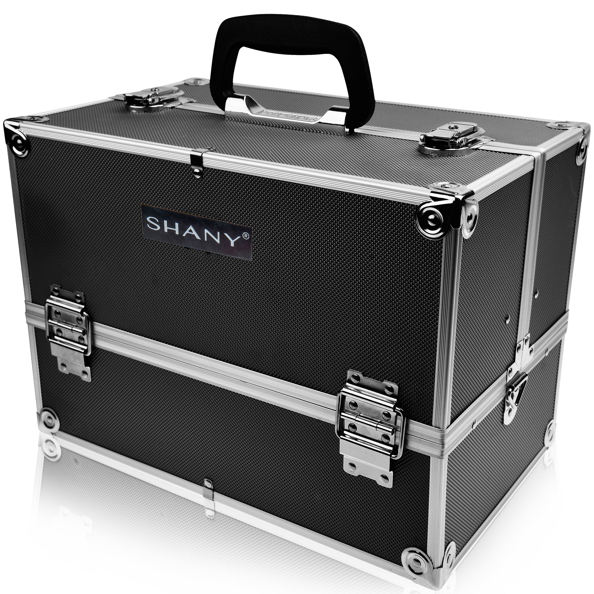 Professional Makeup Train Case with Shoulder Strap & Secure Locks - Portable Cosmetic Organizer for Travel, Salon, and Makeup Artists