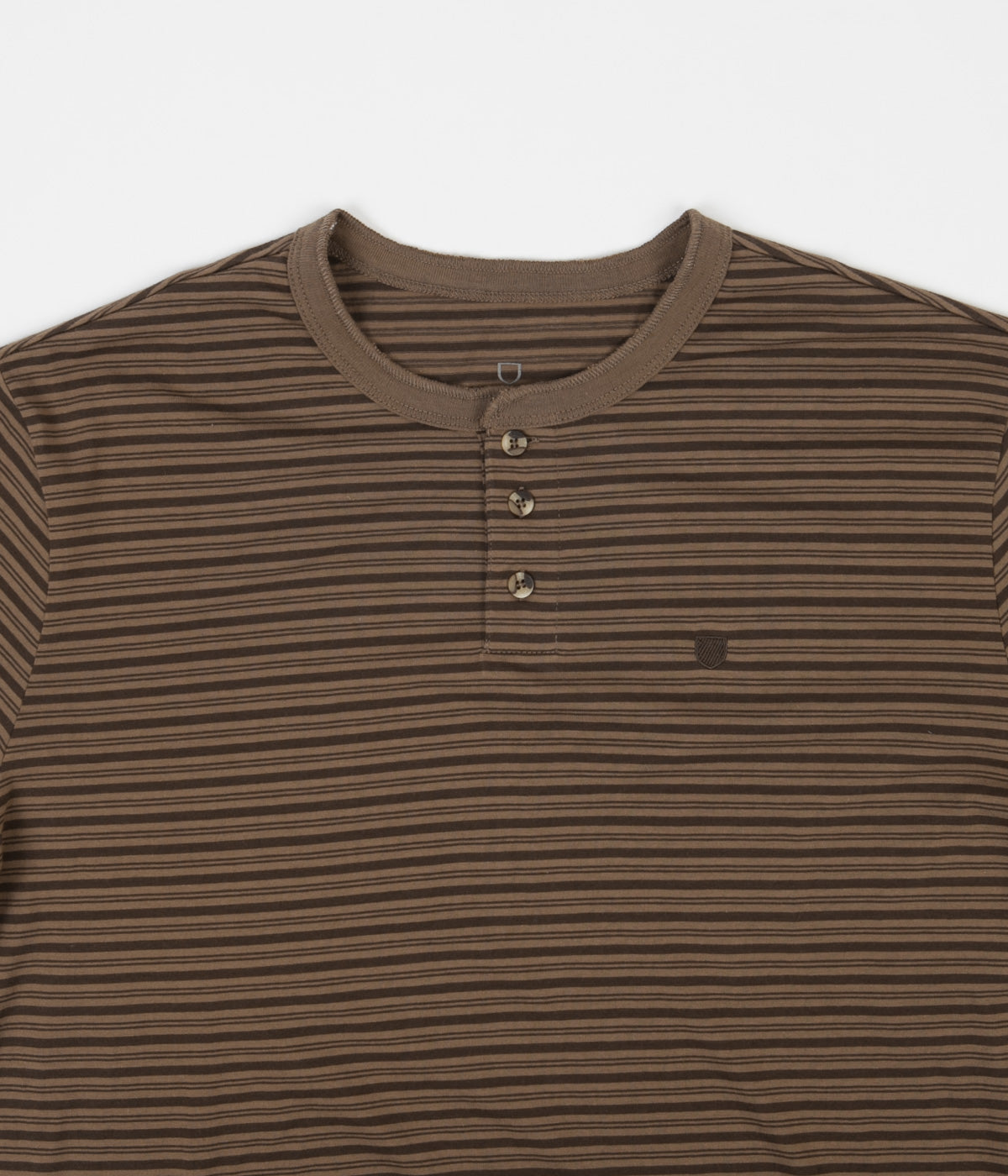 Brixton Hilt Henley T-Shirt for Men - Dark Khaki & Brown Cotton Casual Shirt | Perfect for Outdoor Activities, Weekend Wear & Street Style Fashion