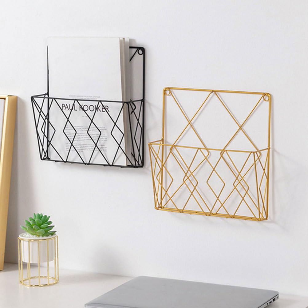 PRETYZOOM Wall Mounted Magazine Holder - Metal Wall Hanging File Folder Rack & Book Shelf Organizer - Space Saving Storage Bin for Home Office (25x3x26cm) - Perfect for Living Room, Bedroom, Study & Workspace Organization
