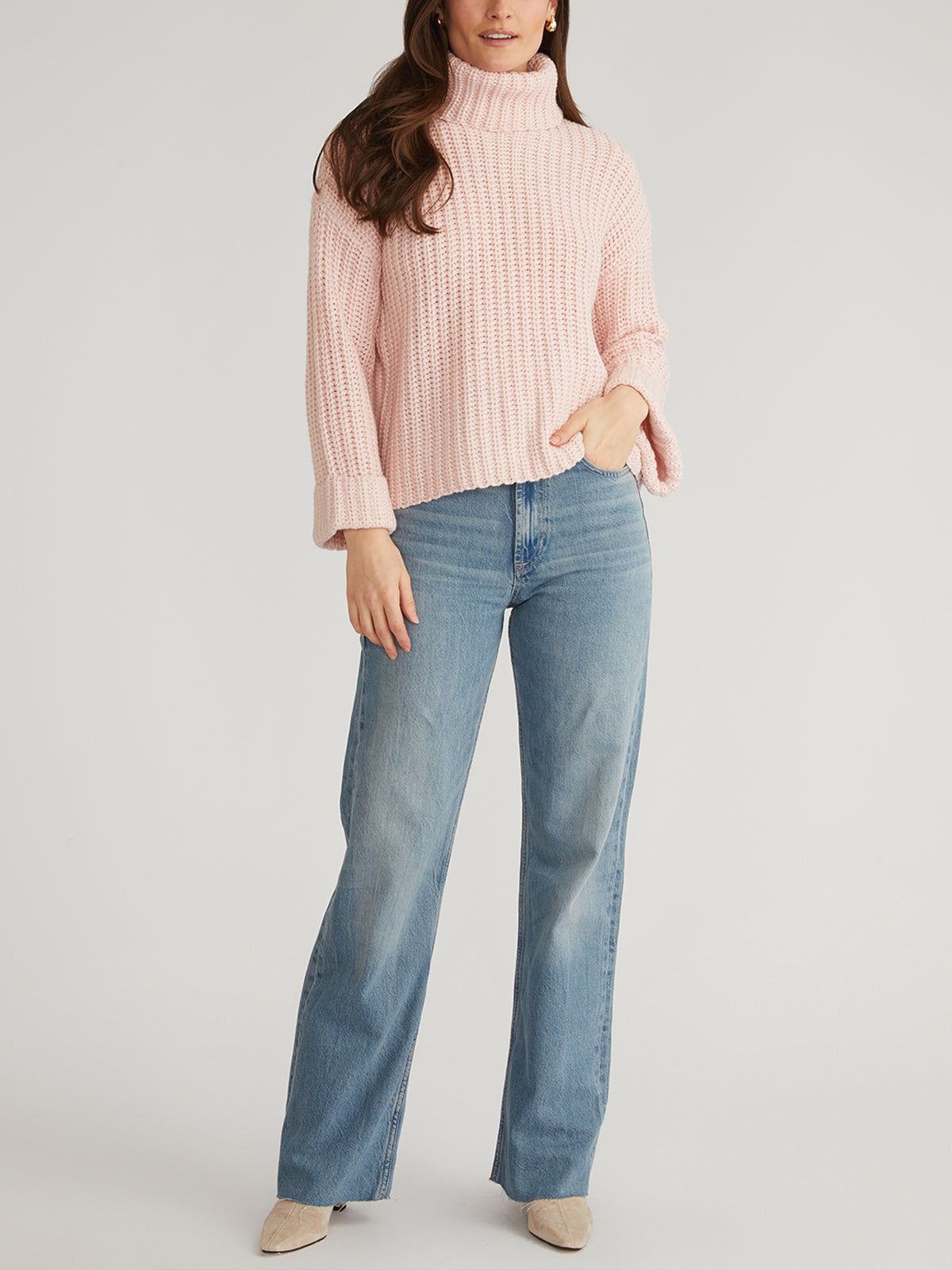 Vida Women's Turtleneck Shaker Pullover Sweater - Soft Knit Winter Warm Long Sleeve Crewneck Top for Casual Outfits, Office Wear & Holiday Fashion