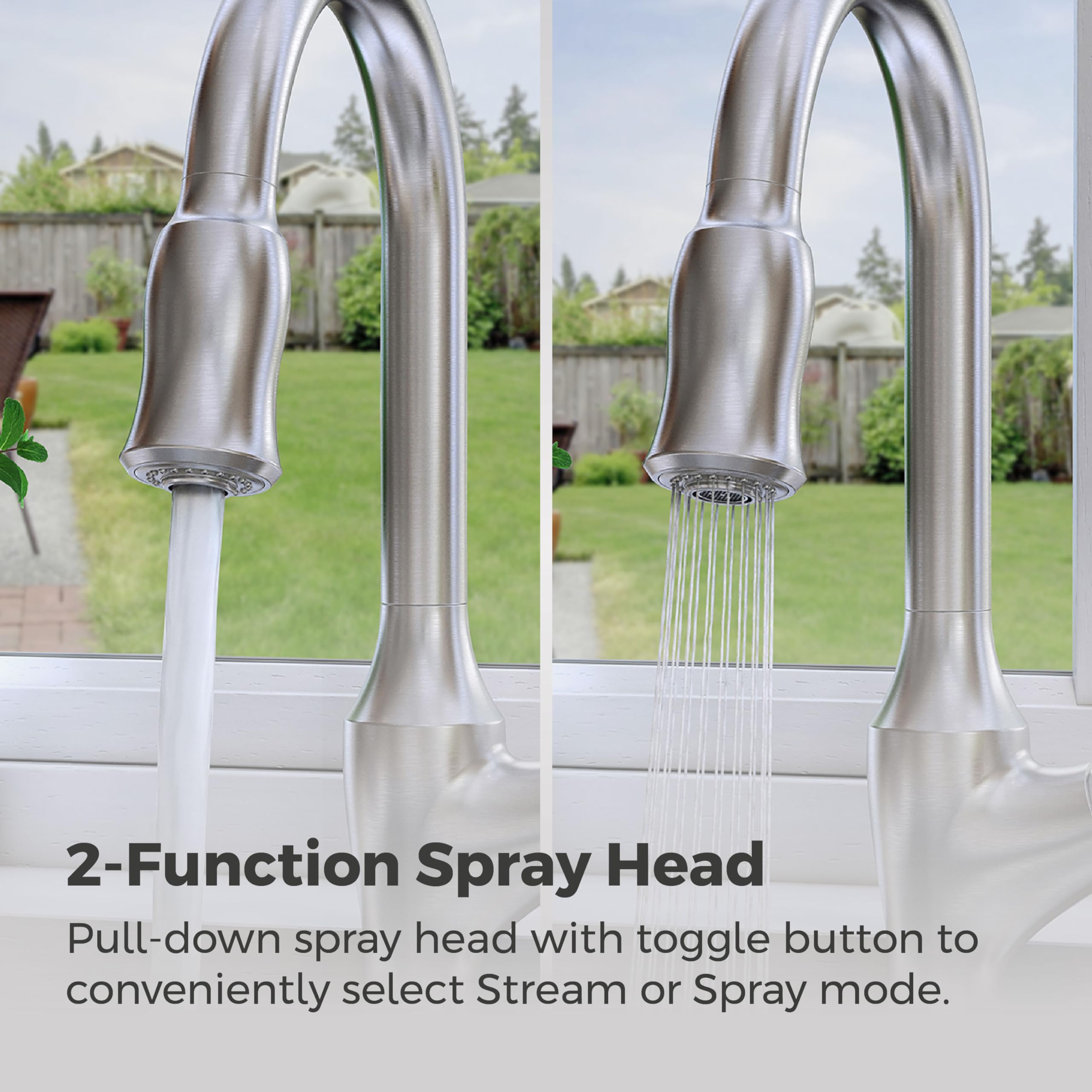 Pfister F-529-7TGS Tegley Single Handle Pull-Down Kitchen Faucet with Soap Dispenser - Stainless Steel Finish for Modern Home & Commercial Kitchens