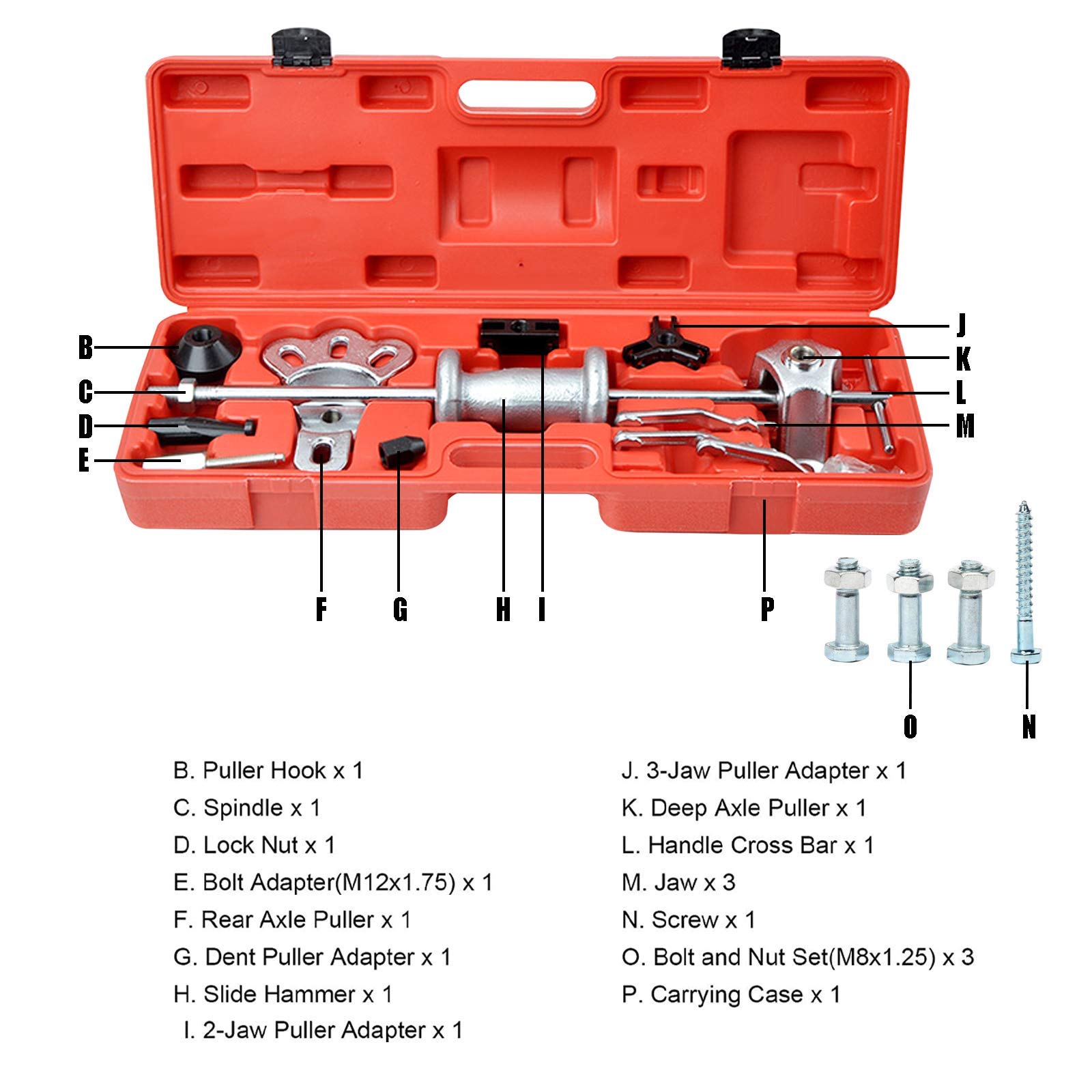 18-Piece Heavy Duty Slide Hammer Puller Set with Axles, Bearings, Gears & Seals - Professional Auto Dent Repair & Panel Removal Tool Kit for Mechanics & DIY Car Maintenance