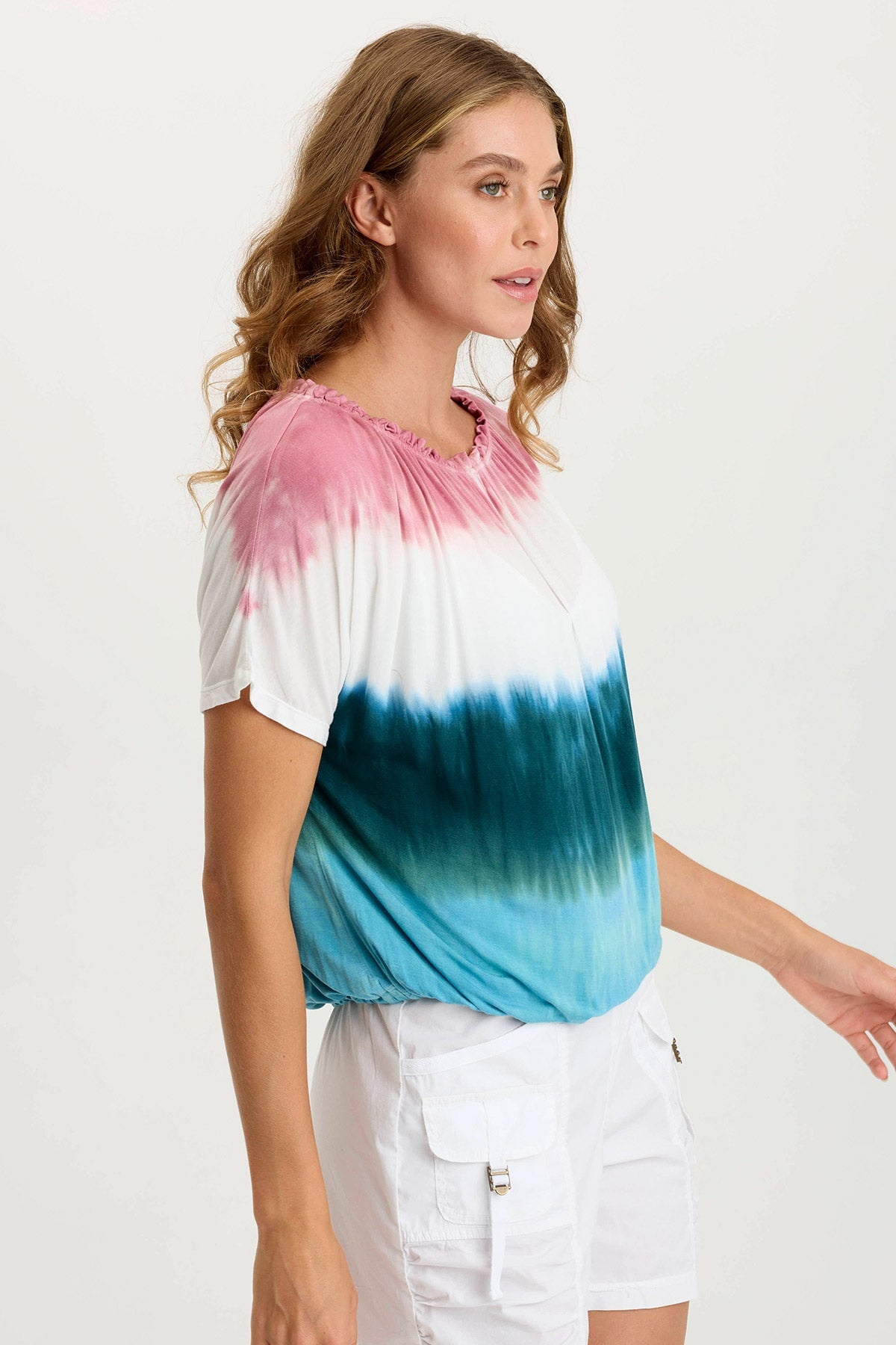 Deitra Jersey Shirred Tee - Soft Stretchy Women's T-Shirt for Casual Wear & Everyday Outfits | Perfect for Layering, Lounging & Weekend Errands