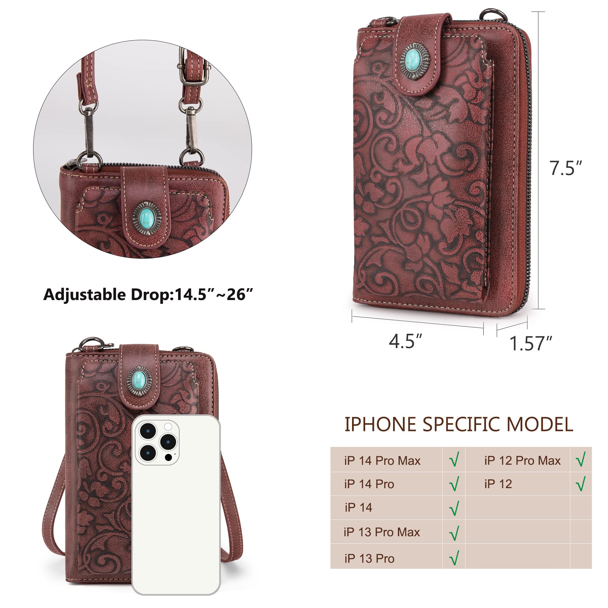 Montana West Small Crossbody Bags for Women - Western Style Leather Handbag with Multiple Cash Slots & Card Pockets - Perfect for Travel, Shopping & Everyday Use