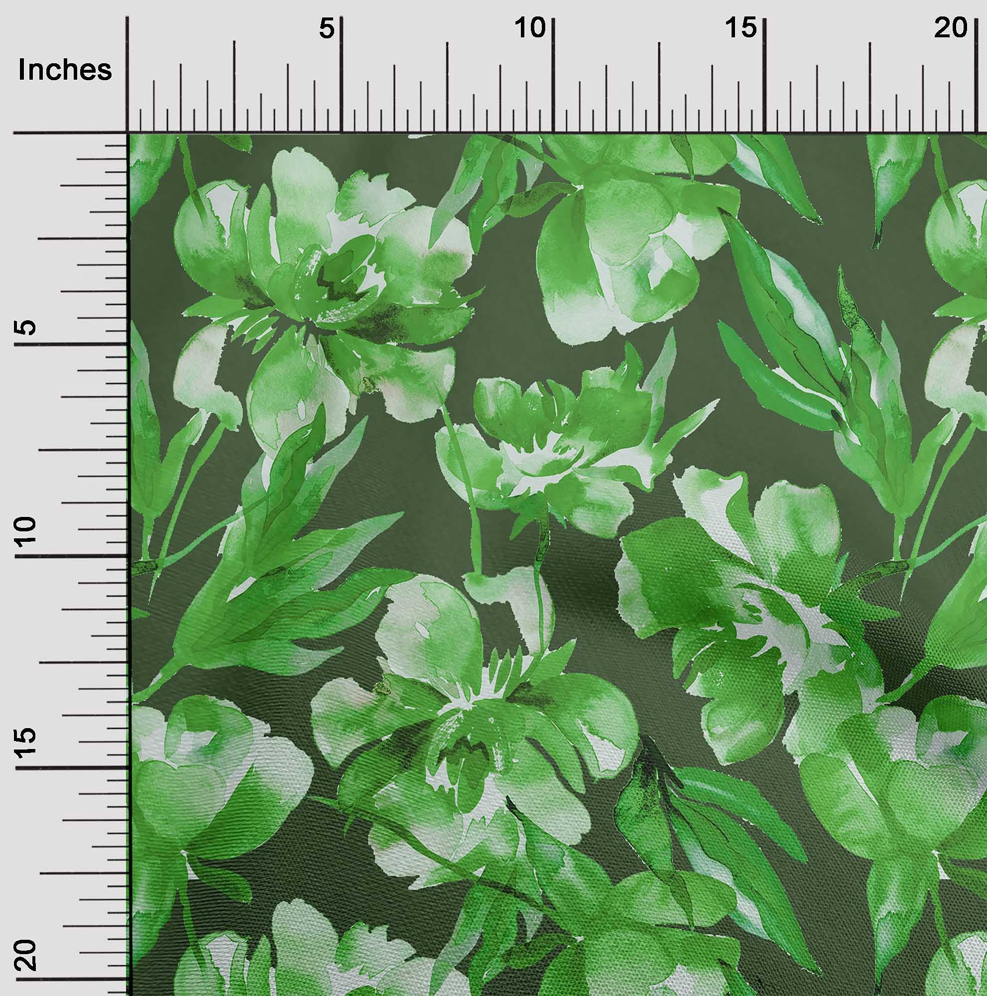oneOone Polyester Spandex Floral Print Fabric - 56 Inch Wide Green Floral Craft Fabric for Sewing, Quilting & DIY Projects | Perfect for Dresses, Curtains & Home Decor