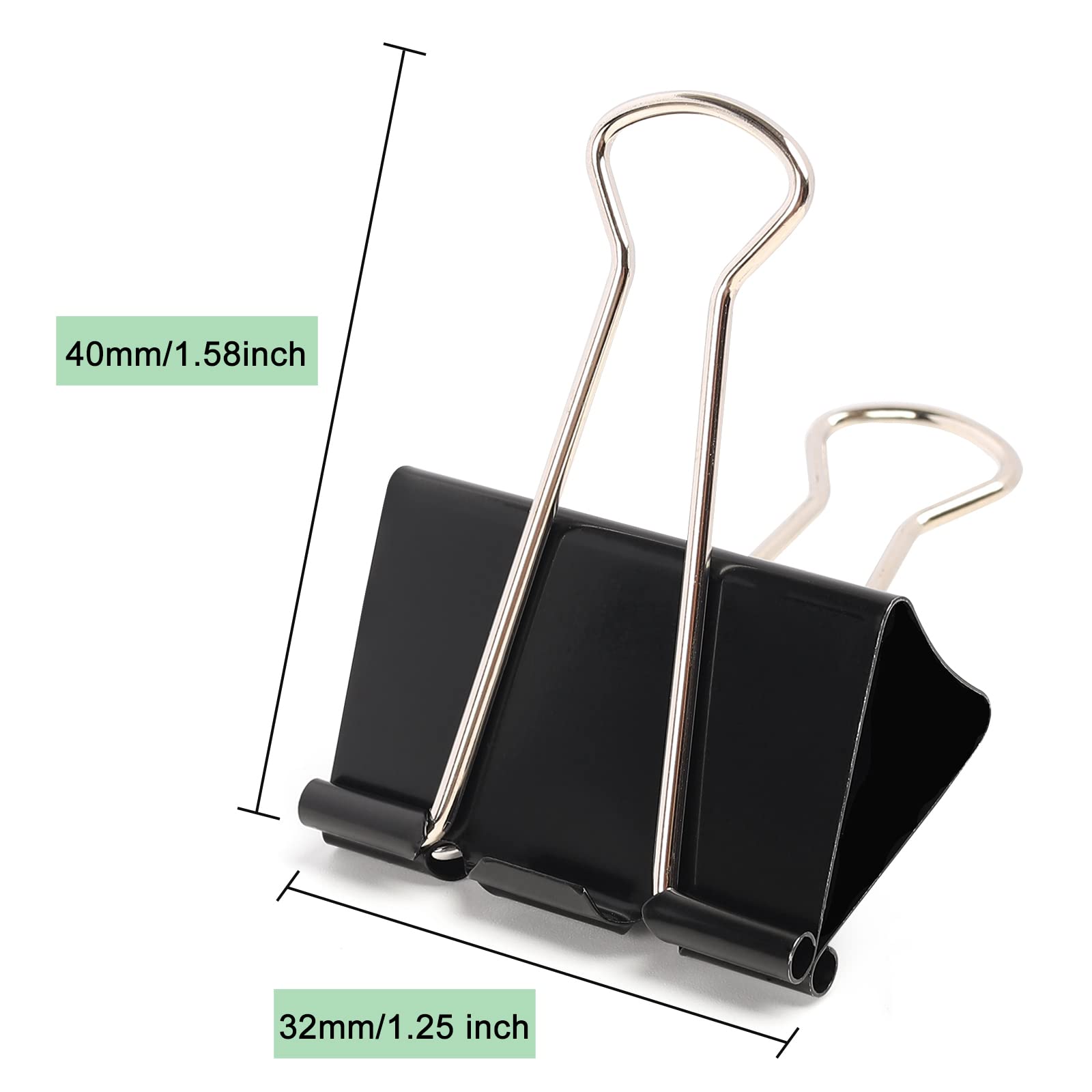 60pcs 1.25 Inch Metal Binder Clips - Strong Foldback Paper Clips for Office, School & Home Organization - 12 per Box, 5 Boxes - Perfect for Document Filing, Craft Projects & Bulletin Boards
