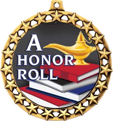 2.5 Inch Galaxy Star A Honor Roll Medal - Premium Academic Achievement Award for Students - Perfect for School Ceremonies, Graduations & Recognition Events