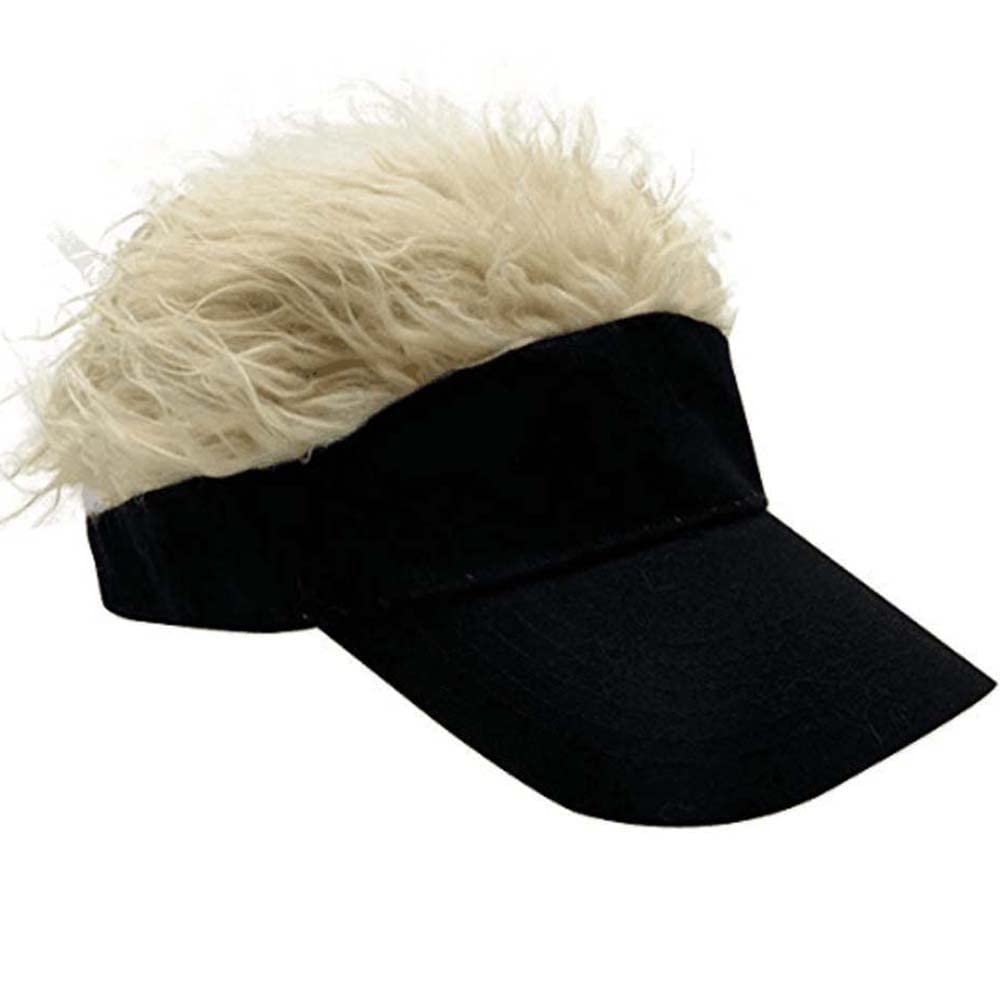 YEKEYI Fake Hair Baseball Cap with Wig - Spiked Hair Cycling Bike Hat for Men, Women & Kids - Adjustable Visor for Outdoor Sports & Cosplay