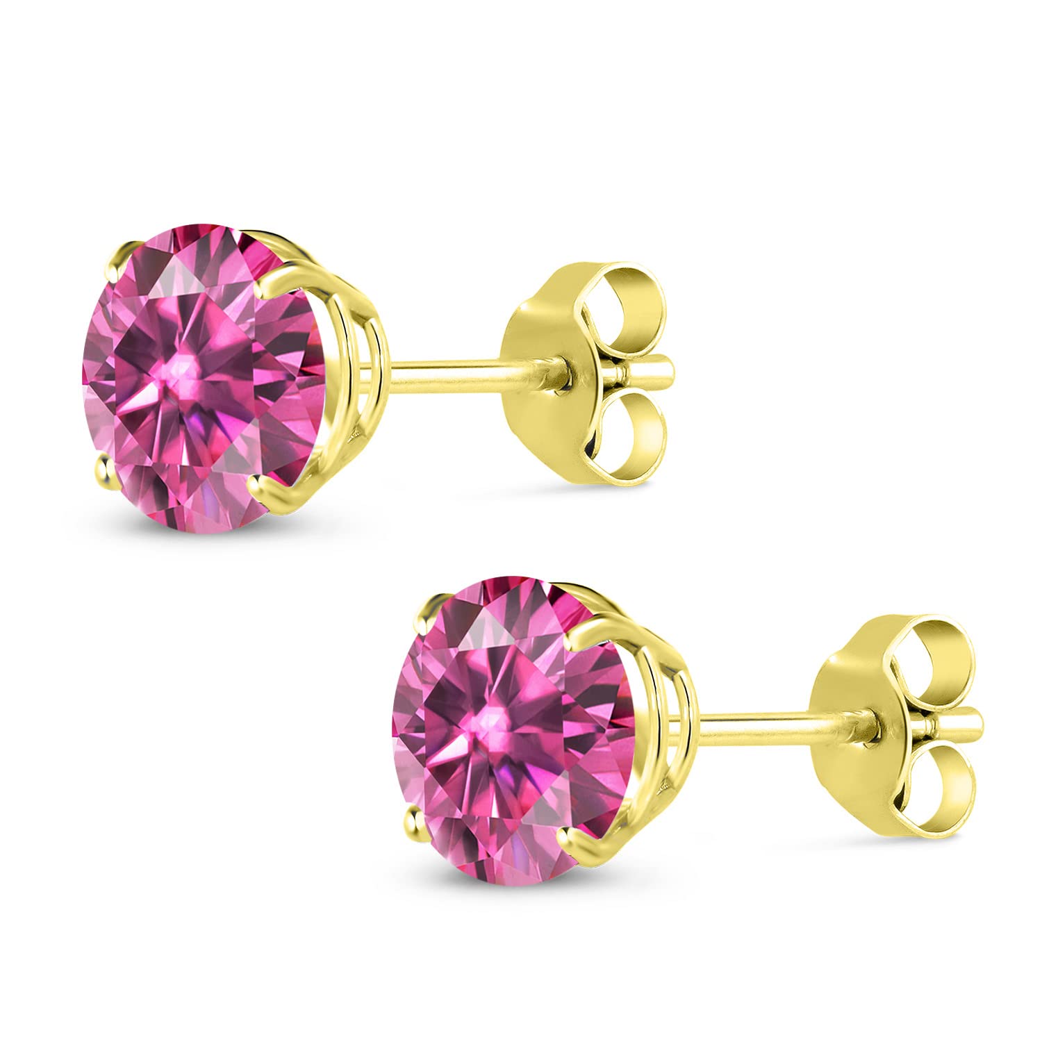 14K Yellow Gold 7MM Round Gemstone Birthstone Stud Earrings for Women & Men | Genuine Gem Stone King Jewelry | Perfect Gift for Anniversary, Birthday & Special Occasions