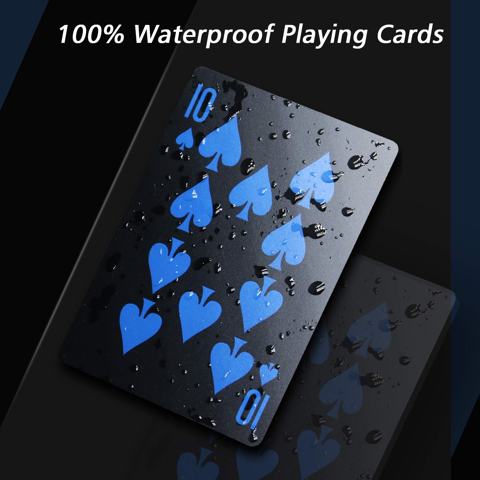INTEGEAR 2-Pack Premium Plastic Playing Cards - Waterproof, Durable Black Poker Cards for Professional & Home Games - Perfect for Casino Nights, Poker Parties & Card Magic Tricks