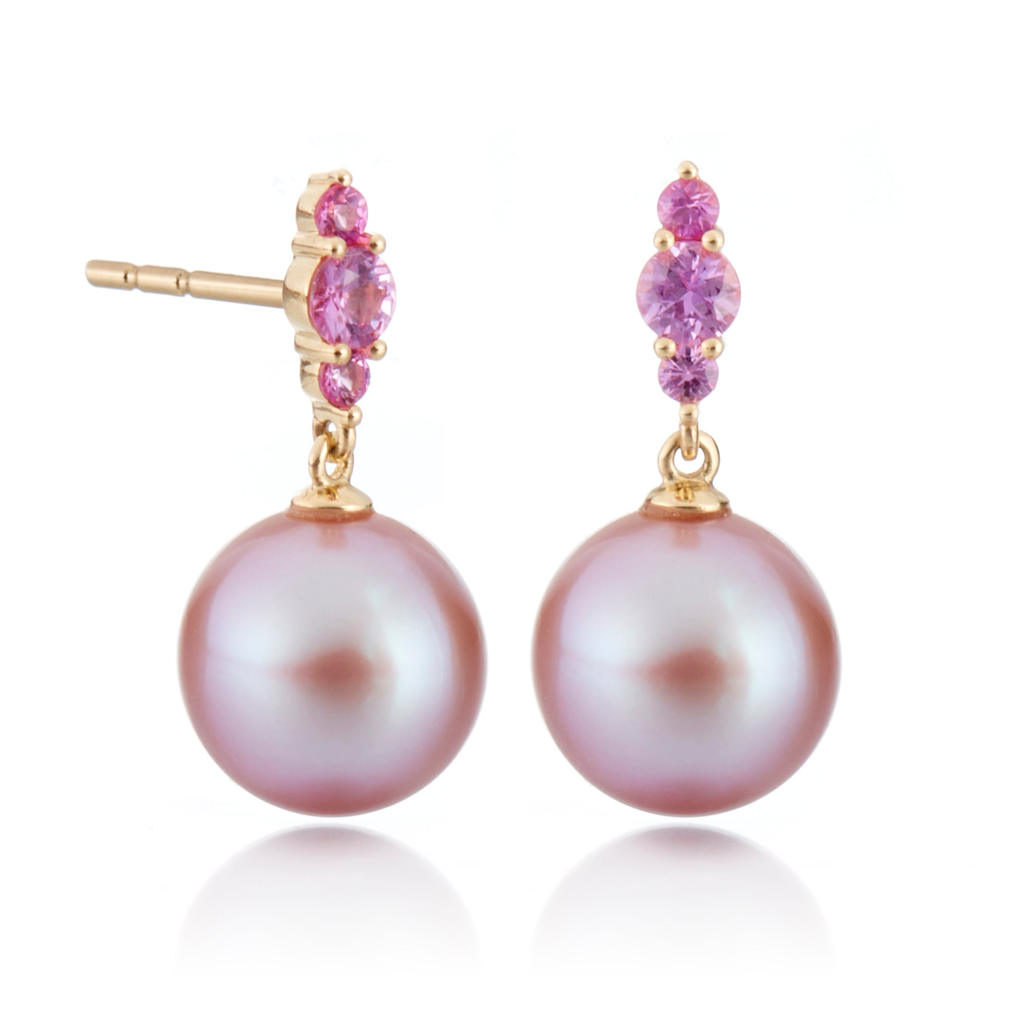 Orion Earrings - Pink Pearl & Pink Sapphire Dangle Earrings for Women | Elegant Jewelry Gift for Brides, Party & Special Occasions