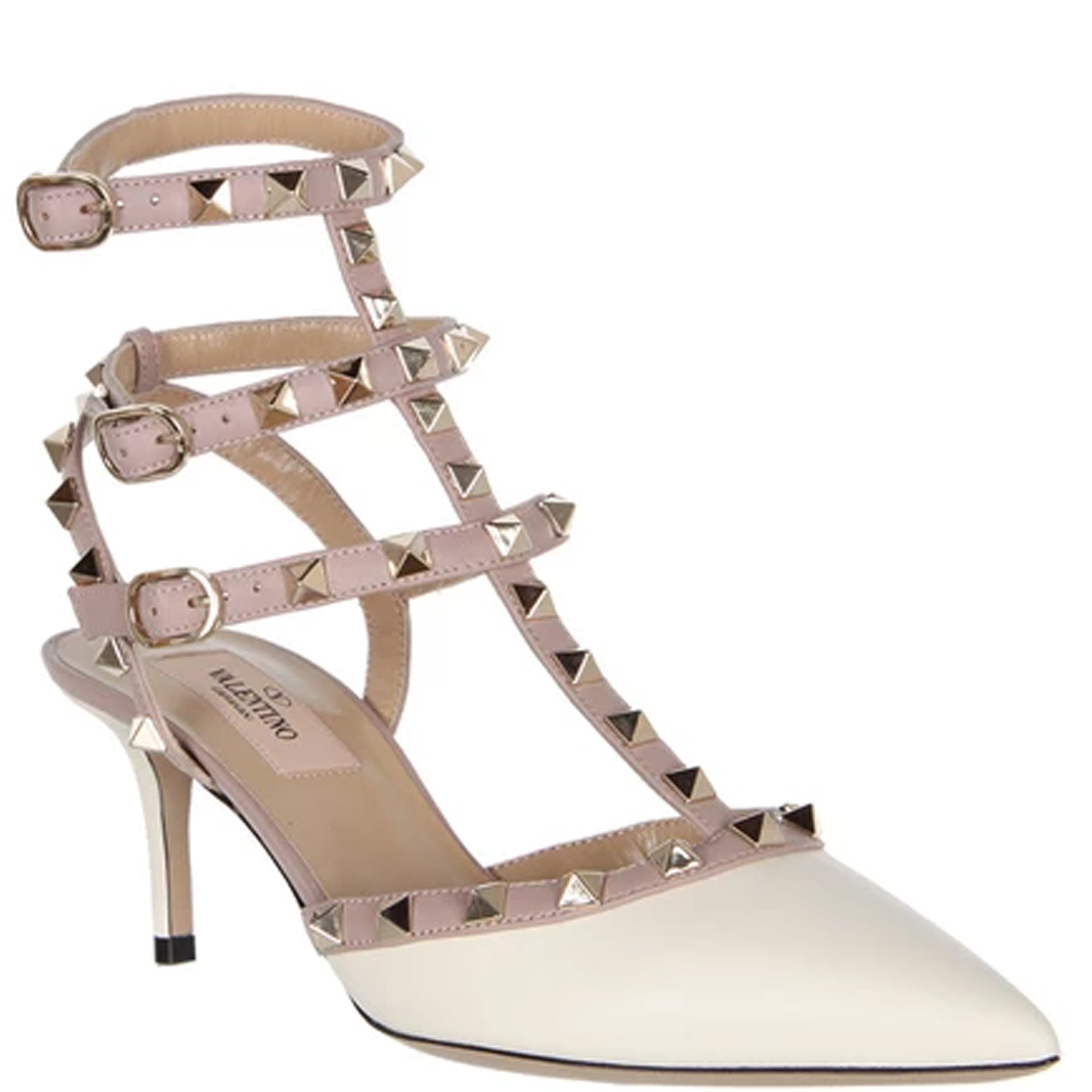 Valentino Rockstud Kitten 65mm Nappa Leather Pumps in Ivory | Women's Luxury Heels for Weddings, Parties & Evening Events