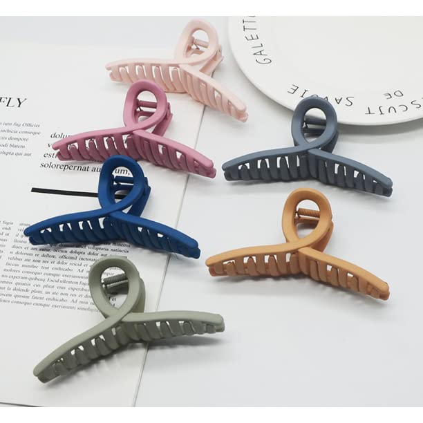 ALIBA COLLECTION Large No Slip Matte Hair Claw Clips - 6 Pack Butterfly Jaw Clips for Women & Girls with Thin, Fine or Thick Hair [Multicolor] - Perfect for Work, School, Gym and Everyday Hairstyles