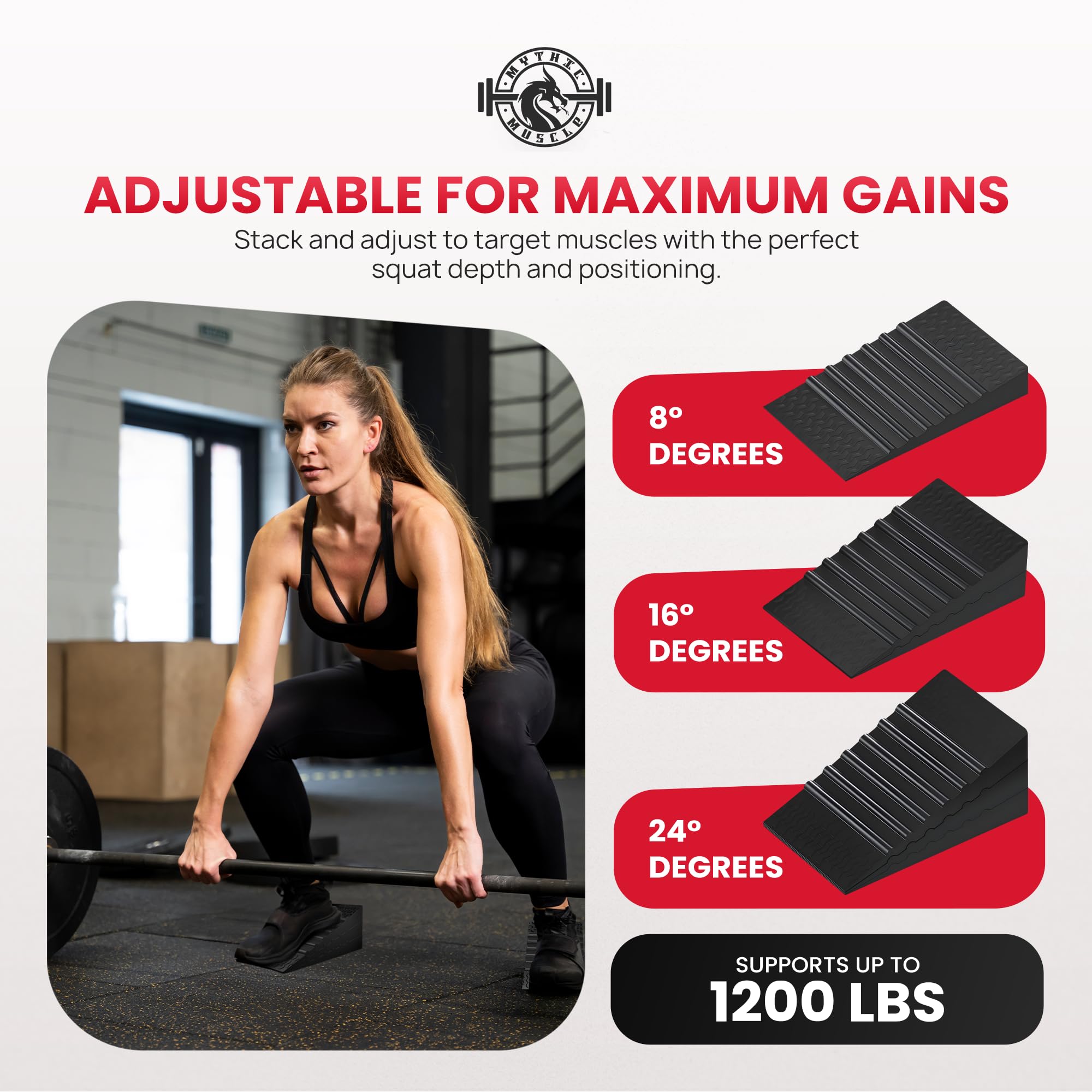 Adjustable Squat Wedges for Heels - 6-Piece Stackable Exercise Wedge for Elevated Squats, Non-Slip Squat Blocks for Strength & Balance Training - Durable 1200 lbs Capacity with Resistance Bands & Carry Bag - Perfect for Home Gym, CrossFit, and Weightlifting Workouts
