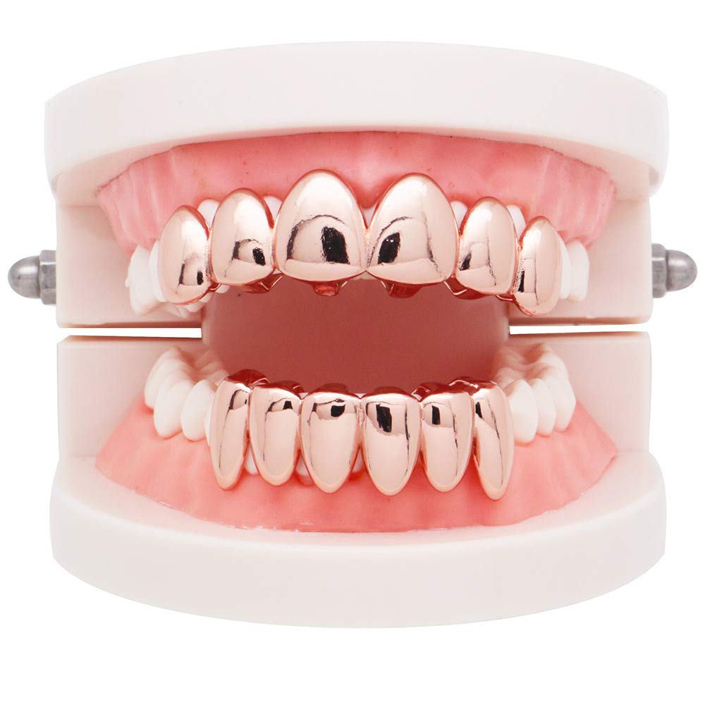 18K Gold Plated Teeth Grillz for Men & Women - Top & Bottom Grills Set | Hip Hop Jewelry, Custom Grillz for Parties & Special Occasions