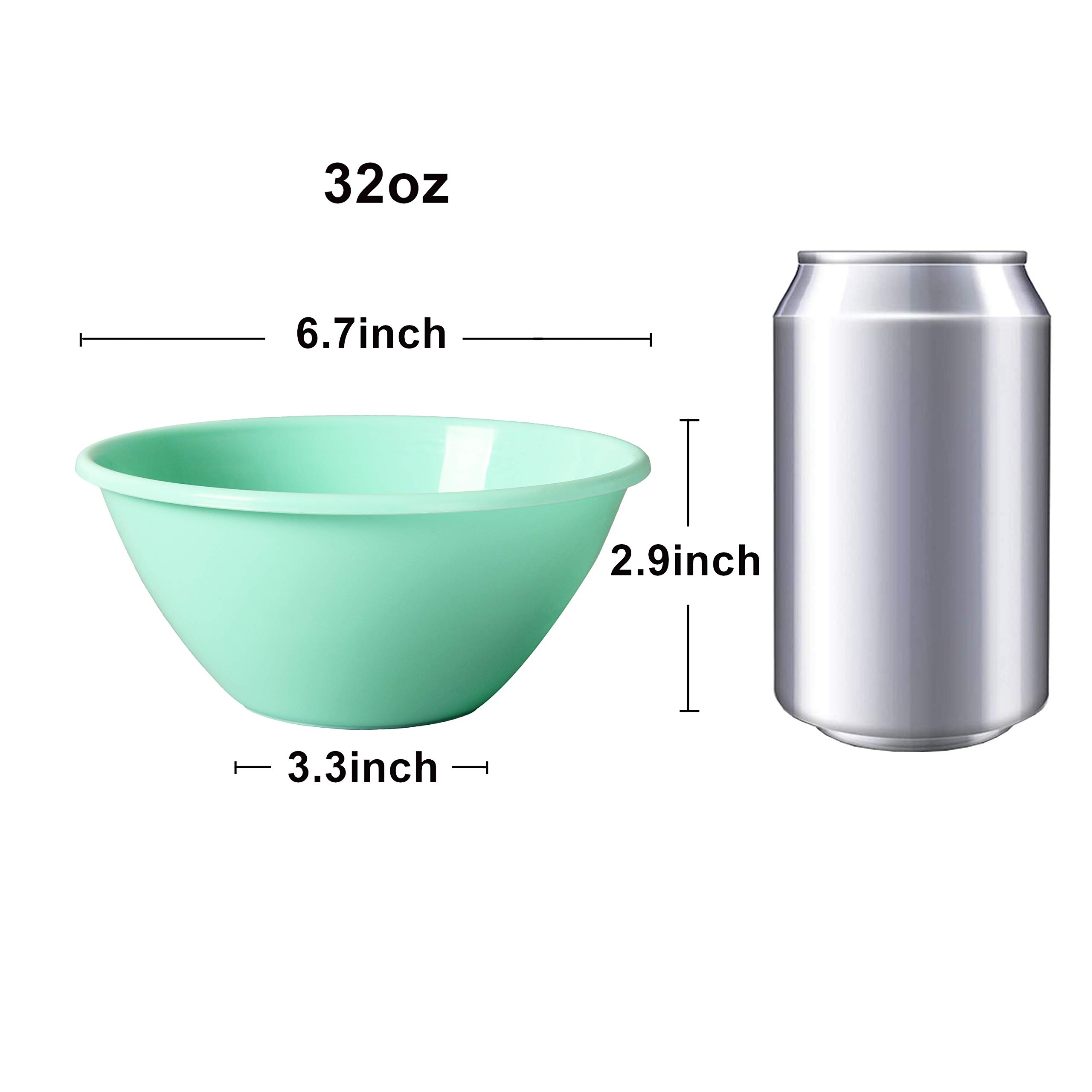 Youngever 32oz Plastic Bowls Set of 9 - Large Cereal & Soup Bowls in 9 Coastal Colors | Durable Dishwasher Safe Serving Bowls for Kitchen, Dining, Party & Outdoor Use