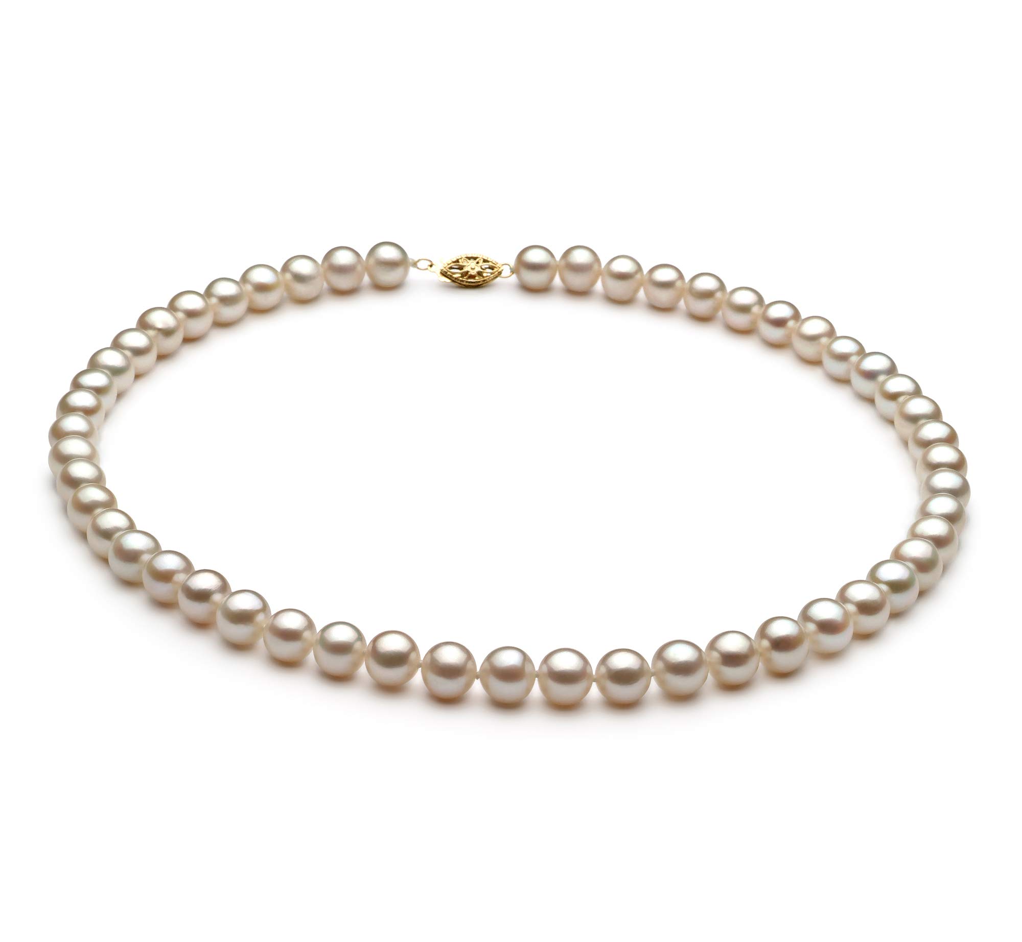 AA Quality 7.5-8.5mm White Pearl Necklace for Women - Elegant Gift & Wedding Jewelry