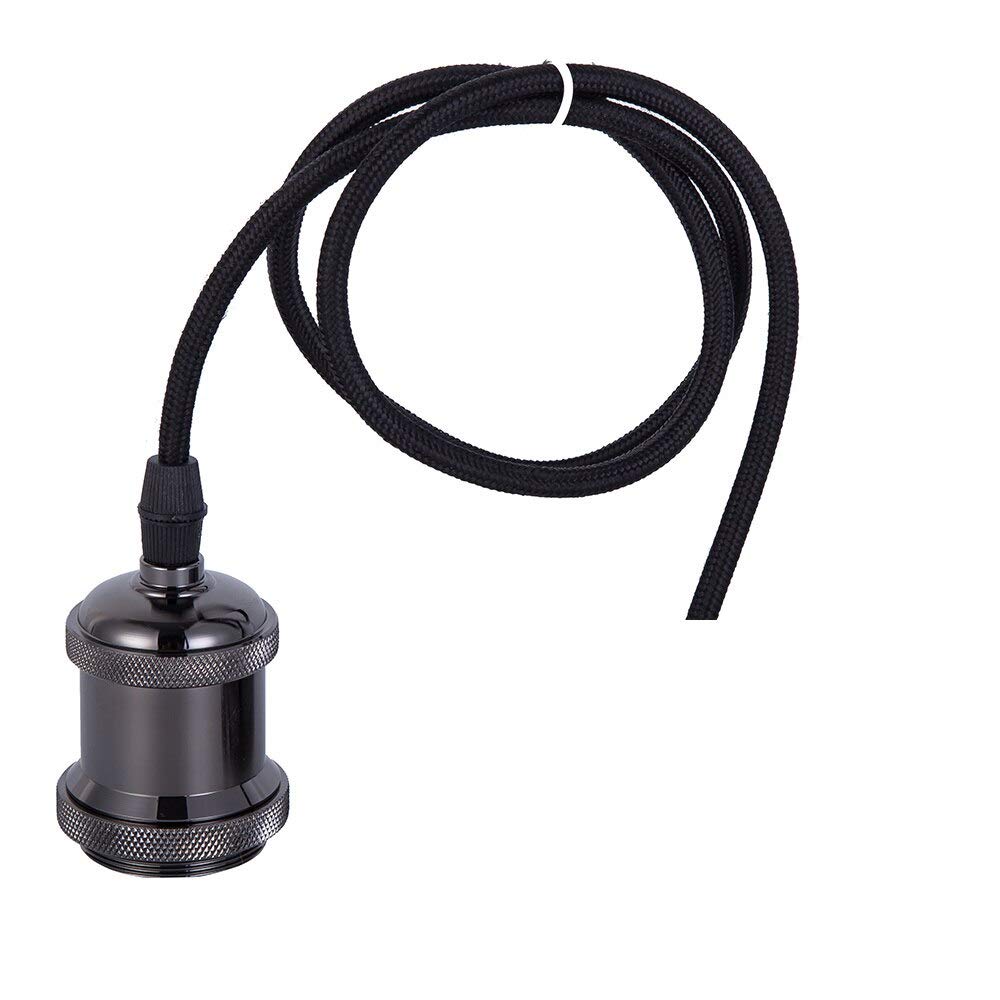 Vintage E27 Screw Bulb Lamp Base - Aluminum Light Socket Holder with 5 Lamp Heads, Retro Fittings (Black Pearl) - Perfect for Living Room, Bedroom, and Office Lighting Decor