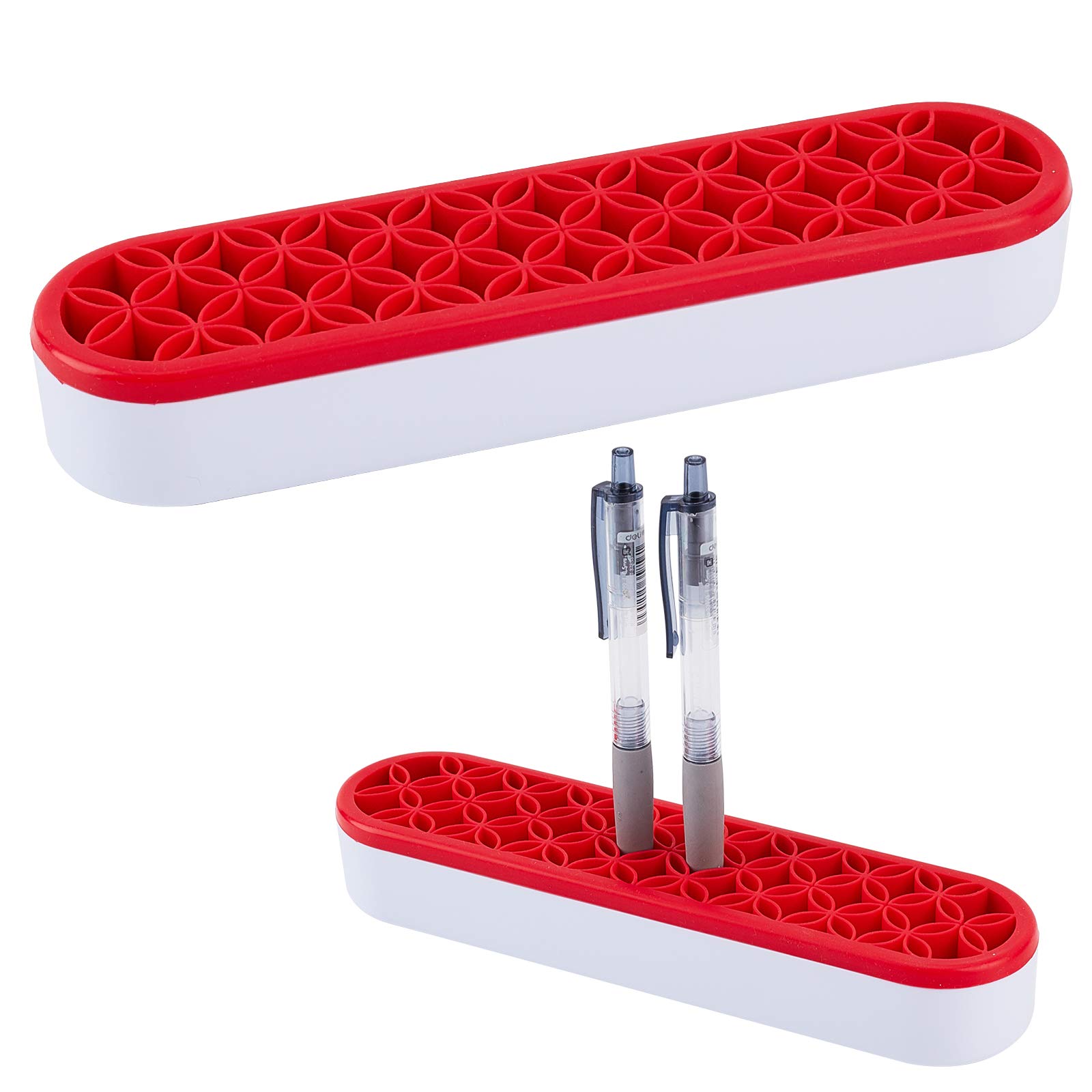 GORGECRAFT Silicone Desktop Organizer - Multipurpose Makeup Brush Holder, Pen Stand, Cosmetic Storage Box for Artists & Makeup Lovers (Red) | Perfect for Vanity, Office & Craft Room Organization