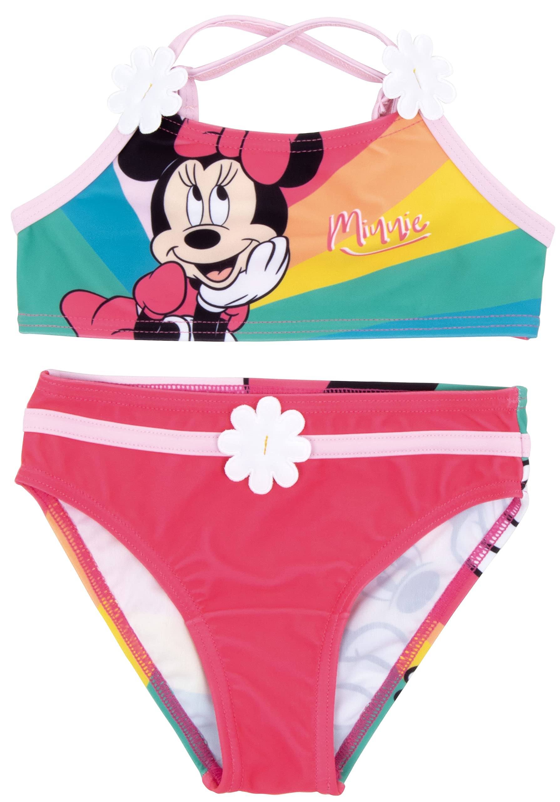 Minnie Mouse Bikini for Girls | Disney Minnie Mouse Swimsuit for Beach or Pool | Two-Piece Bikini Top and Bottom Set | Perfect for Summer Vacations, Swim Lessons, and Water Play