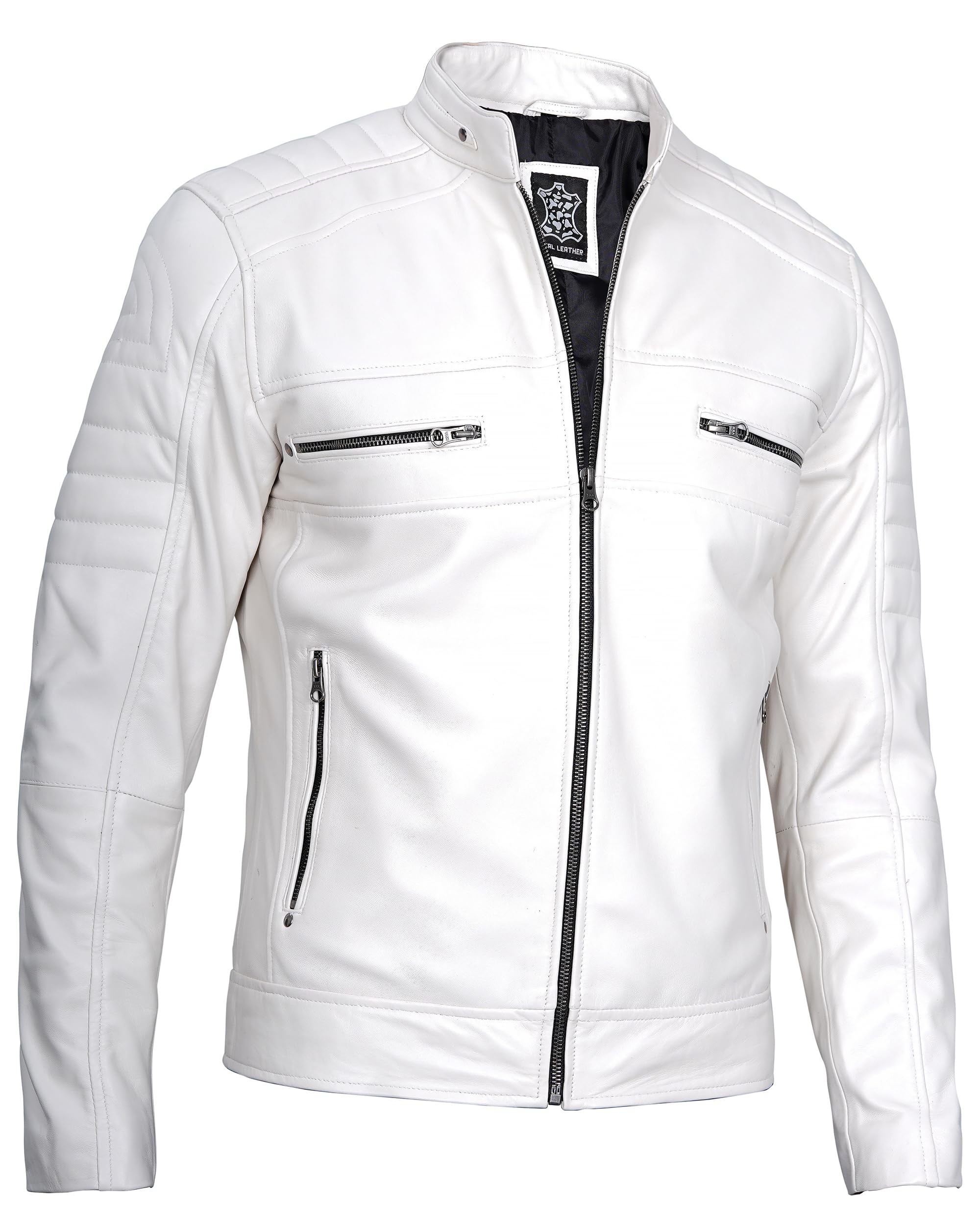 Premium Men's Cafe Racer Leather Jacket - Genuine Lambskin Motorcycle Jacket for Men | Stylish Biker Jacket for Riding & Casual Wear