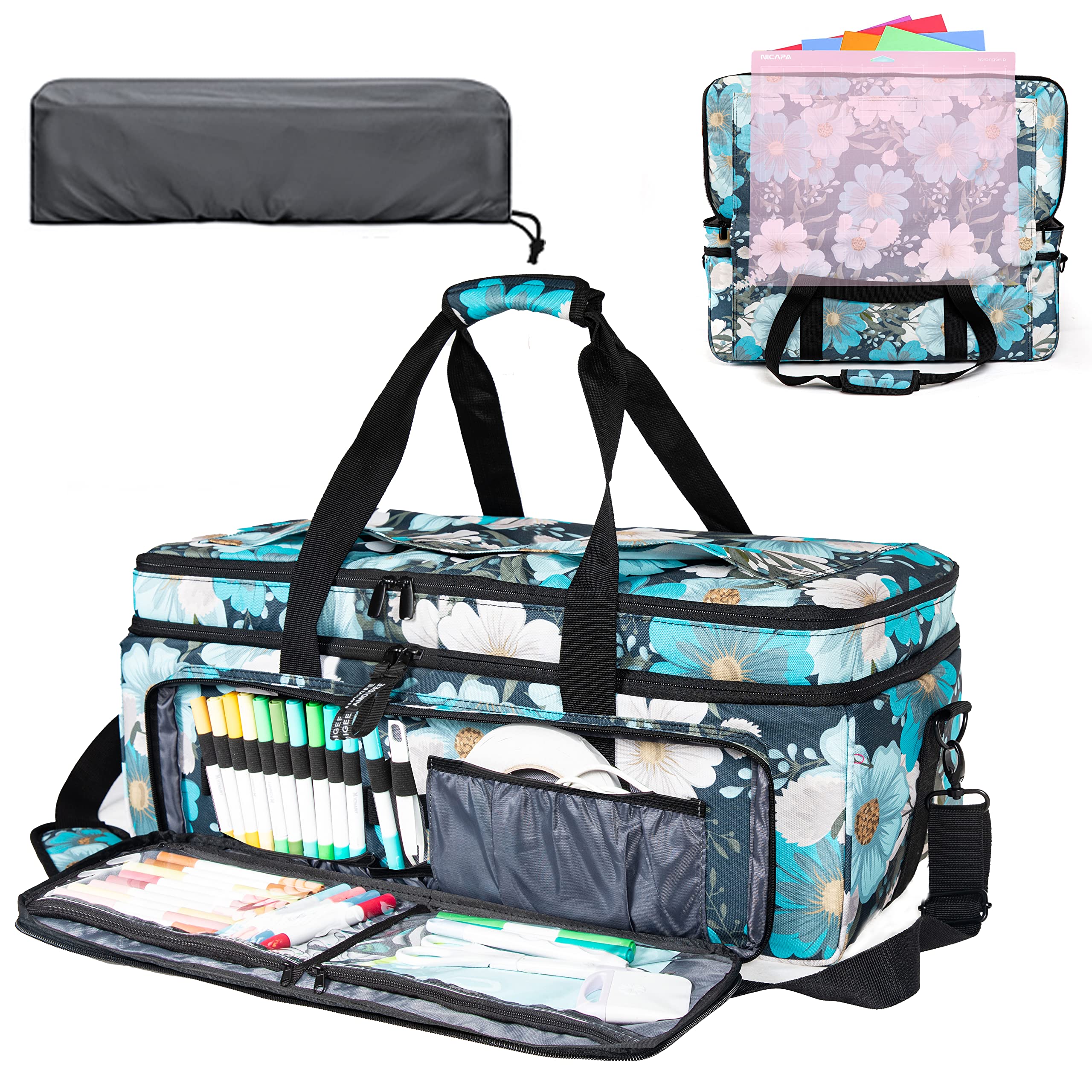 AMOIGEE Double-Layer Carrying Case for Cricut Maker 3/4 & Explore Air 2/3/4 - Dustproof Storage Organizer with Accessory Pockets | Perfect for Crafting, Travel & Machine Protection
