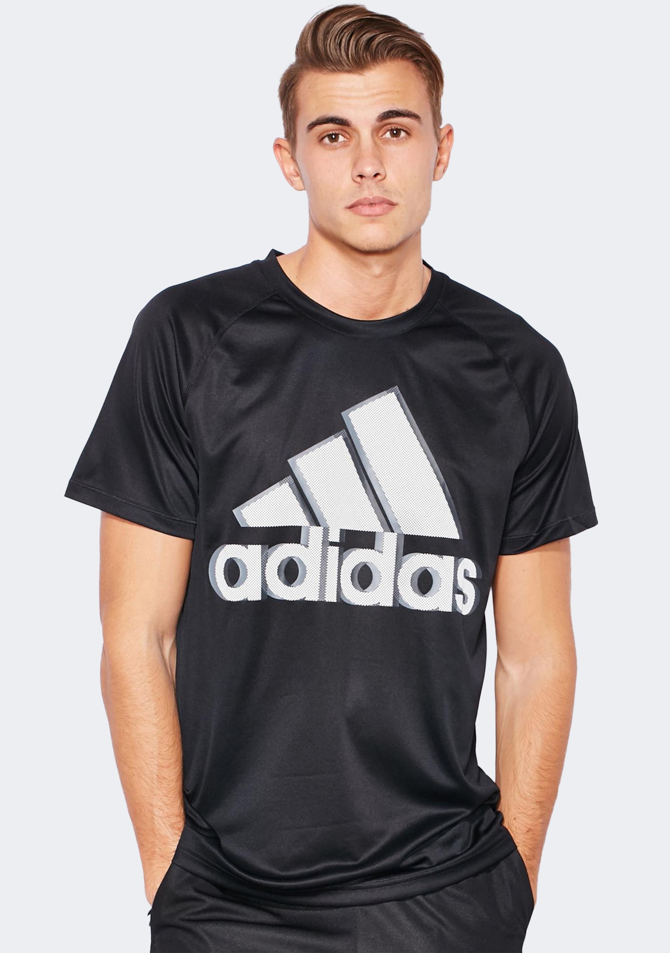 Adidas Men's Base Logo Tee - Black Cotton Short Sleeve T-Shirt for Casual Wear & Gym Workouts | Athletic Comfort Fit