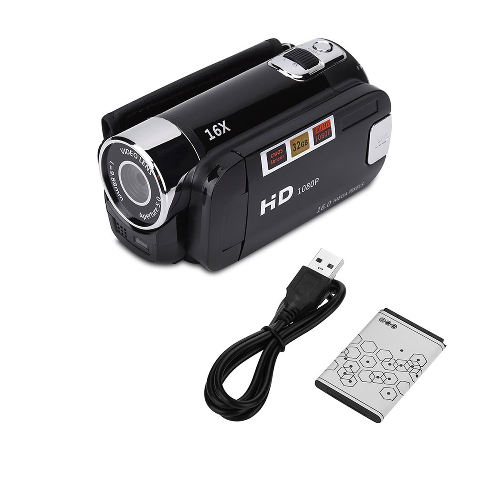MZZYG 1080P HD Digital Video Camera with LCD Screen, Built-in Microphone & 16X Zoom - Portable DV Camcorder for Vlogging, Travel, Home Videos and YouTube Recording