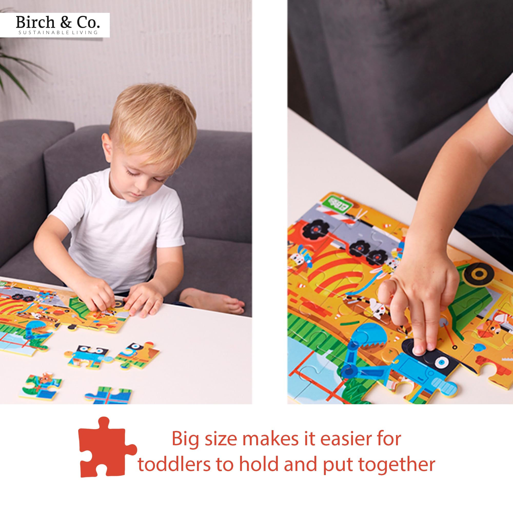 Birch & Co. Construction Theme 48-Piece Jigsaw Puzzle for Kids | Educational Puzzle Game for Children | Perfect for Family Game Night & Preschool Learning Activities