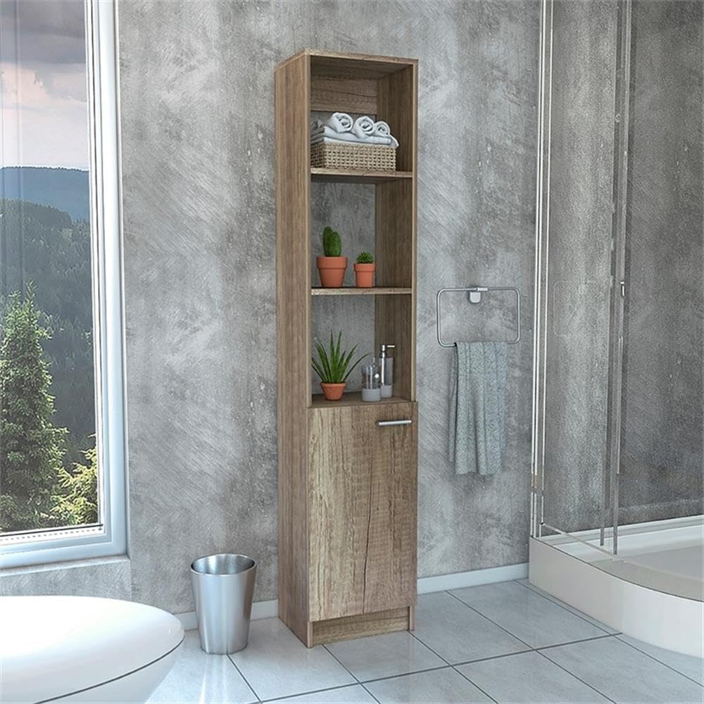 Tuhome Malaga Linen Cabinet Light Oak - Engineered Wood Storage Cabinet for Bedroom, Bathroom & Living Room - Modern Home Organization Solution