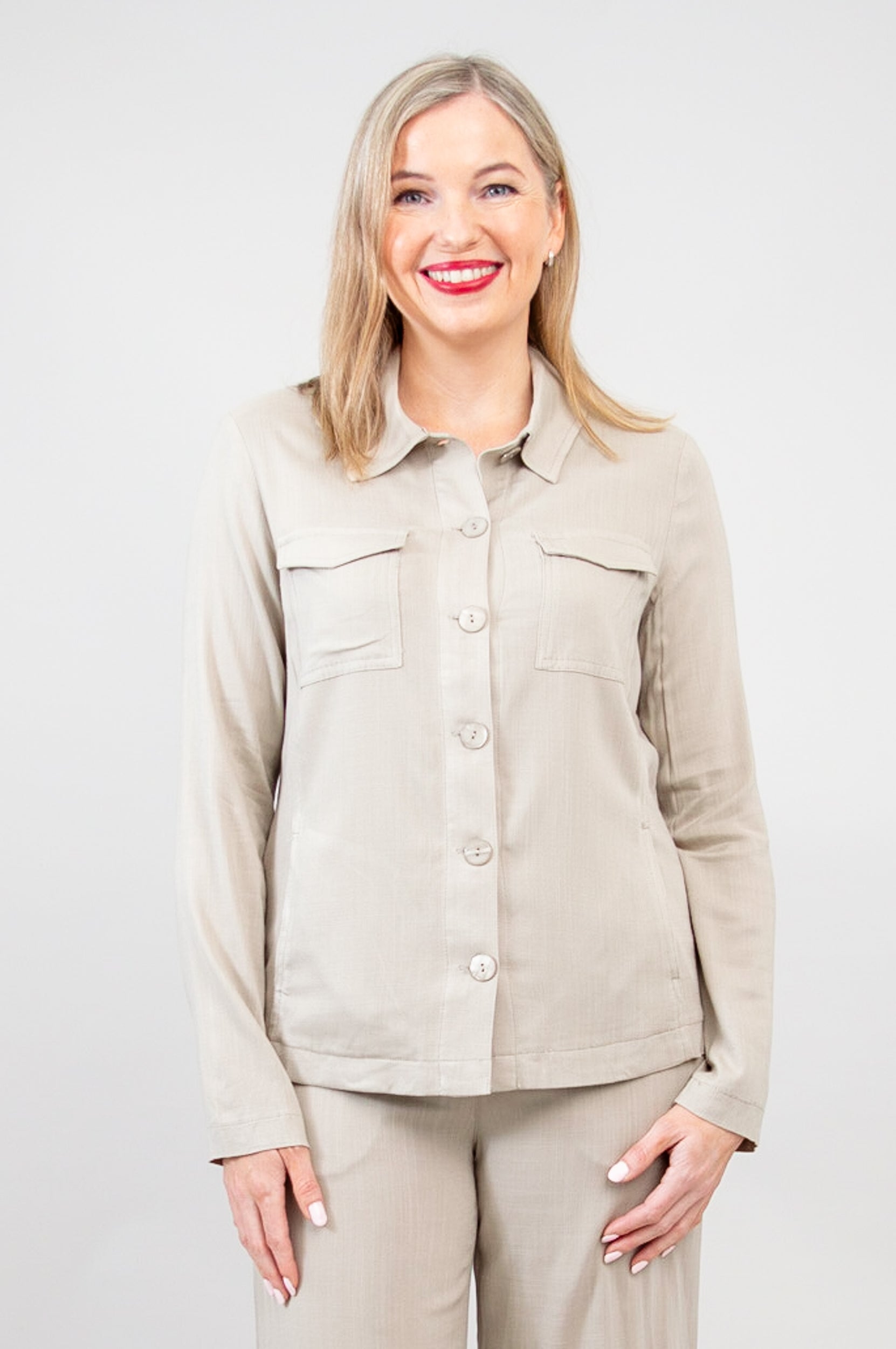 Lauren Jacket Women's Lightweight Linen Bamboo Blend Sand Color - Perfect for Spring & Summer Outfits, Casual Wear, and Travel