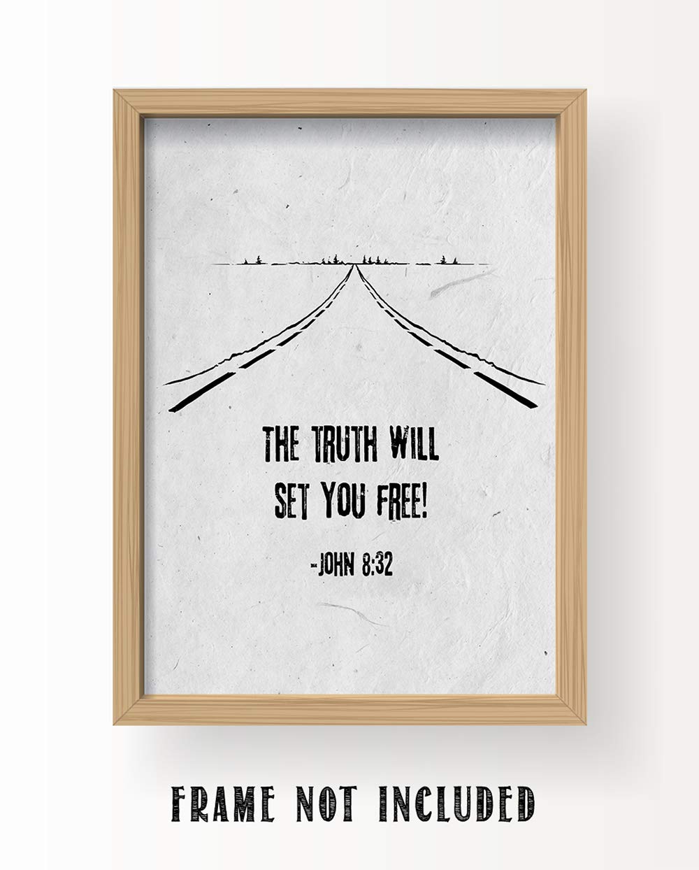 TJ Originals - John 8:32 Bible Verse Wall Art Decor 'The Truth Will Set You Free' - 11x14 Inspirational Christian Scripture Print - Perfect for Home, Office & Church Decor - Thoughtful Gift for Women, Family & Friends (Road Line Art Design)
