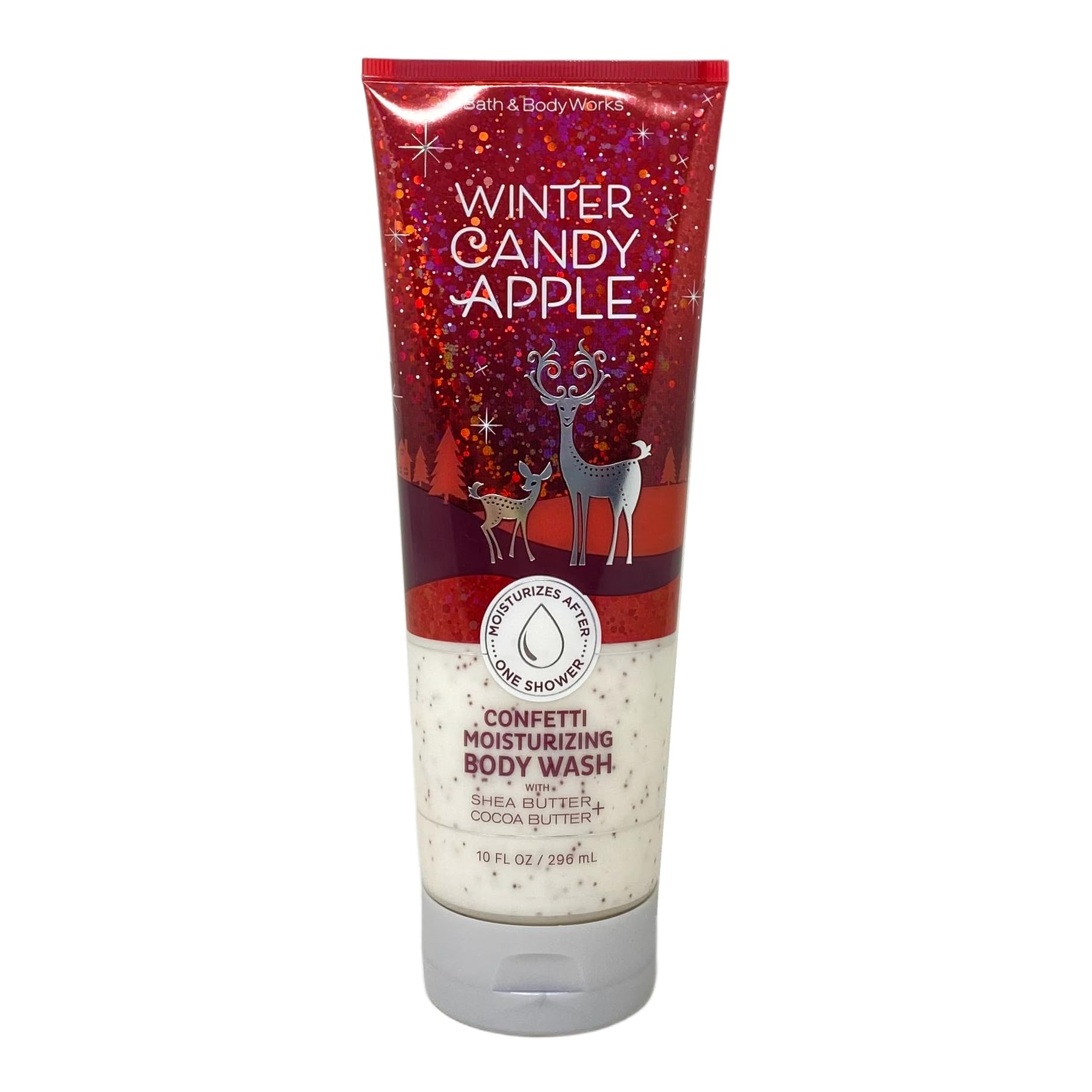 Bath & Body Works 2-Pack Moisturizing Body Wash Gift Set - Winter Candy Apple & Twisted Peppermint Scents with Shower Sponge | Holiday Gift, Self-Care Routine, Spa Day at Home