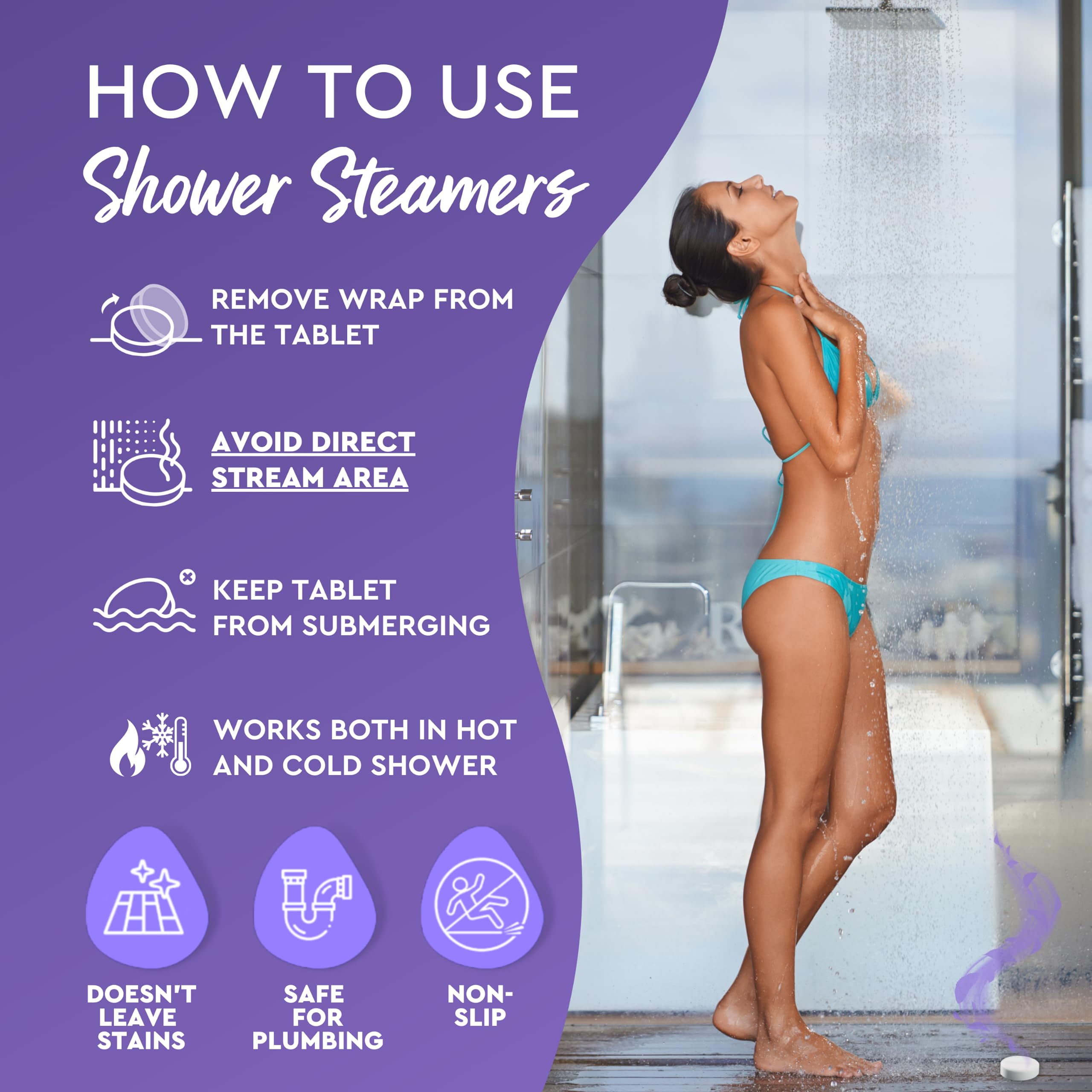 Cleverfy Aromatherapy Shower Steamers - 12-Piece Purple Variety Set | Relaxing Bath Bombs for Stress Relief & Spa Experience