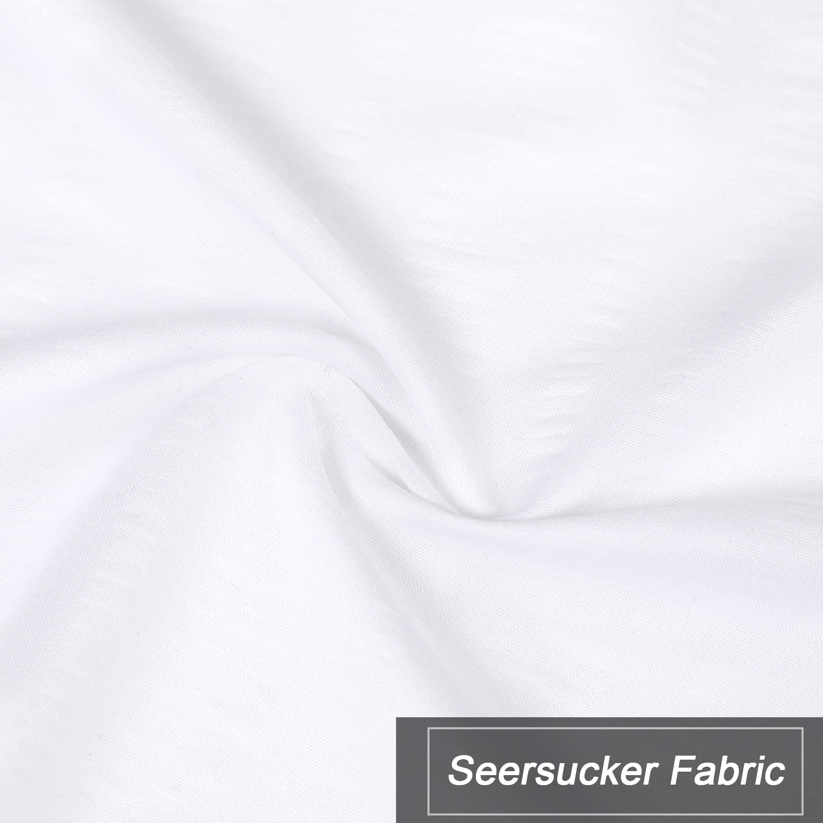 CAROMIO White Valance Curtains for Kitchen & Bathroom - Soft Microfiber Seersucker Fabric with Embossed Bubble Texture - Water Repellent Window Treatment (60