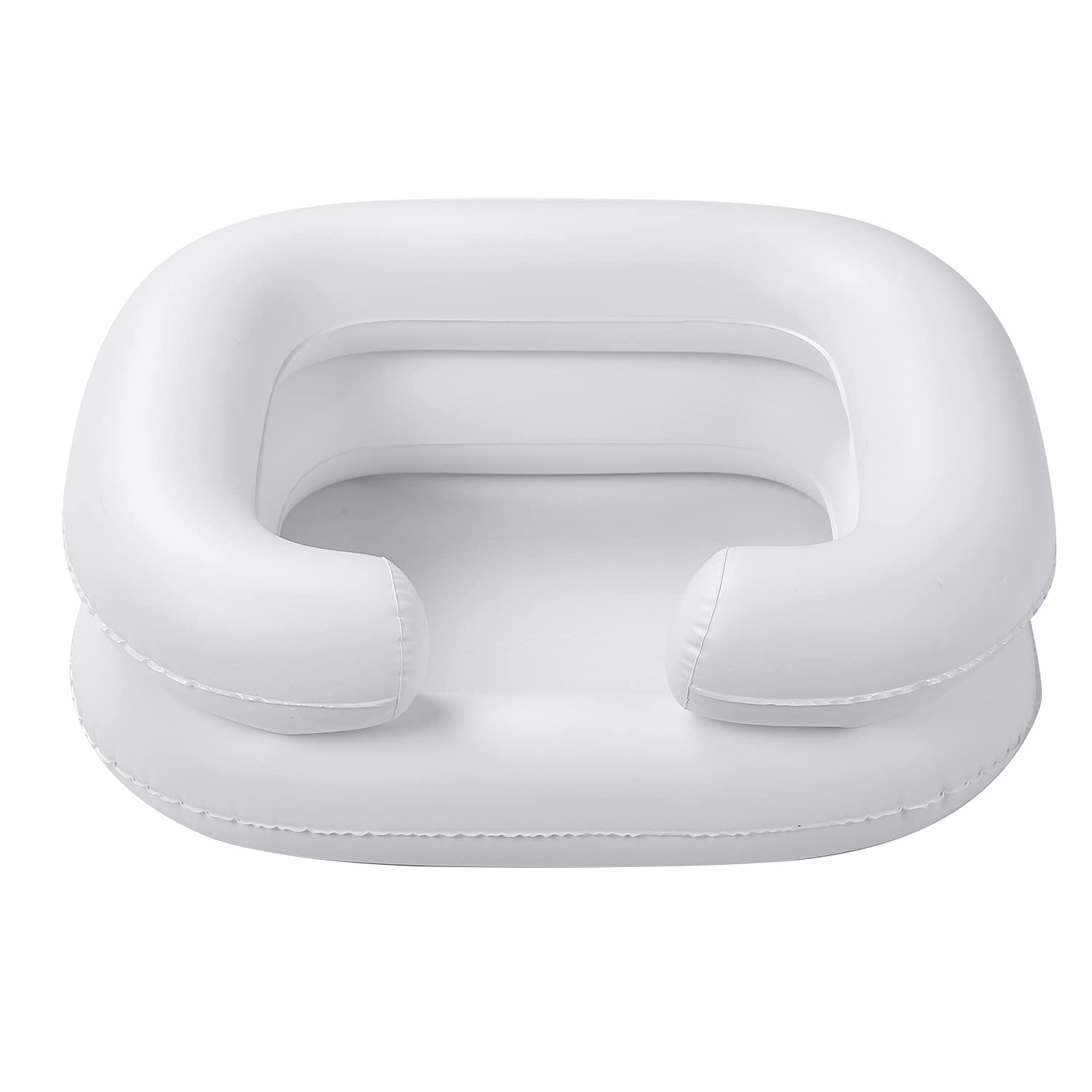 Foldable Portable Shampoo Bowl for Bed - Hair Washing Basin with Drain Tube for Elderly, Disabled & Pregnant Women - White (POOWE) | Home Care & Salon Use