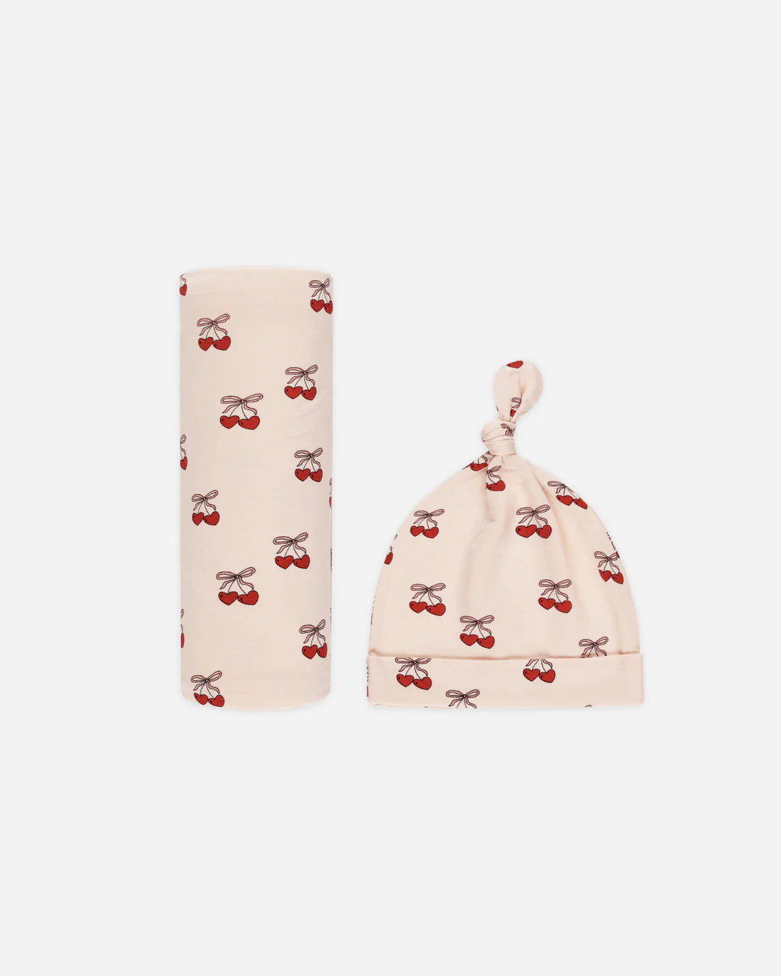 Rylee & Cru Organic Bamboo Swaddle Blanket & Knitted Baby Hat Set - Mon Amour Print - Soft & Breathable for Newborns - Perfect for Swaddling, Photo Shoots & Gifts