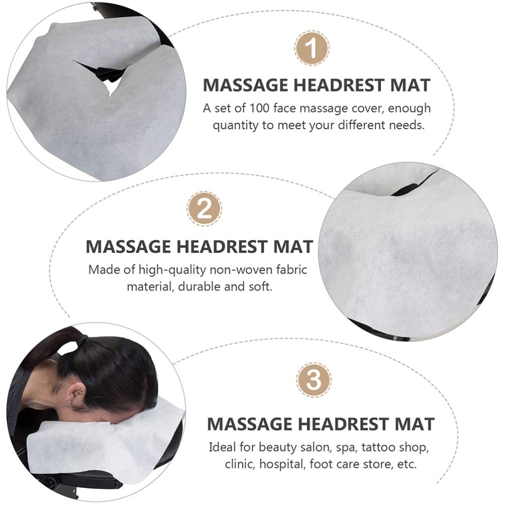 DOITOOL Disposable Face Cradle Covers - 200Pcs Breathable Massage Headrest Mat with Face Hole for Spa & Salon | Towel Turban Massage Pillow Covers for Facial, Massage Therapy & Salon Hygiene