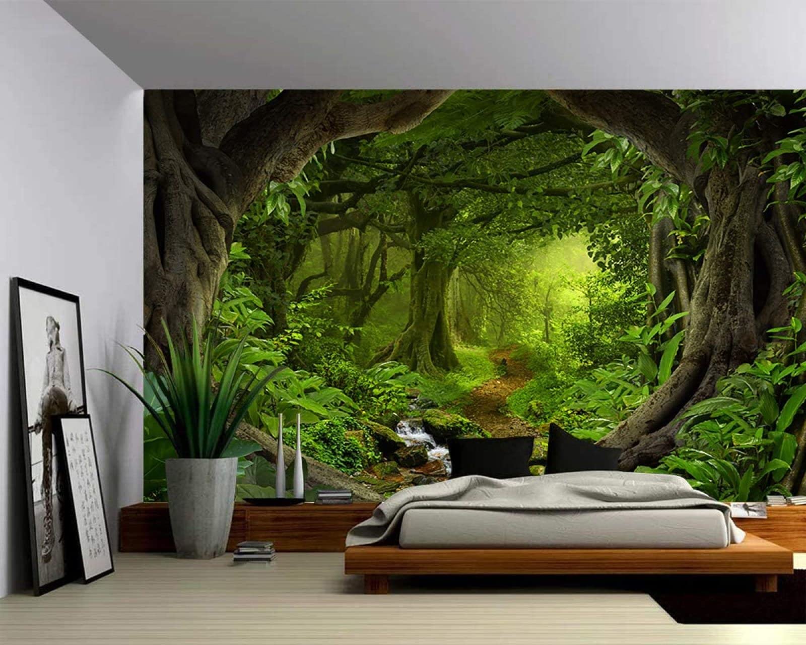Fantasy Enchanted Forest Canvas Wall Mural - Self-Adhesive Peel & Stick Vinyl Wallpaper (116