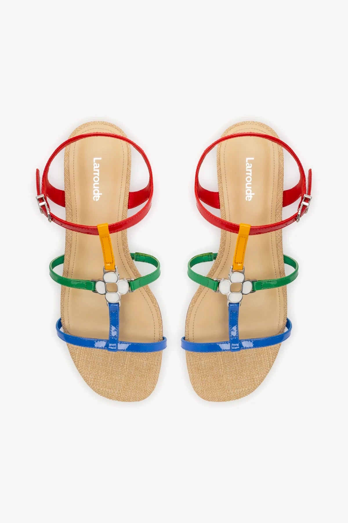 Hana Women's Flat Sandals - Colorful Patent Leather & Raffia Summer Sandals for Beach, Vacation & Casual Outfits