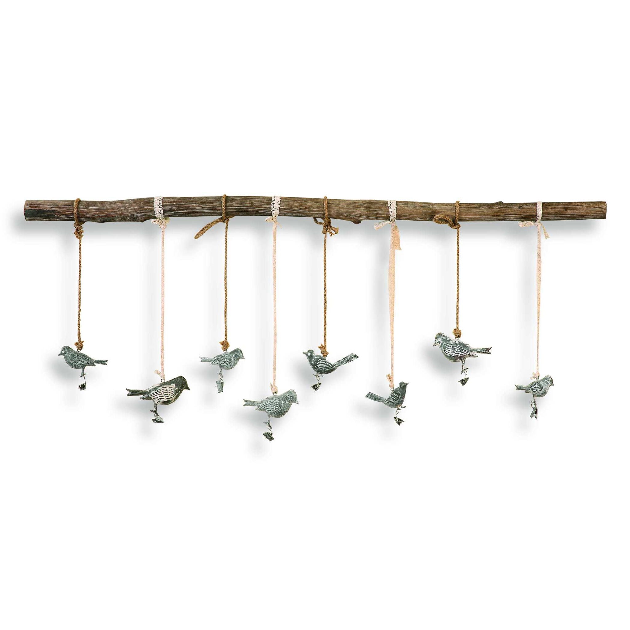 Birds On A Branch Wall Art - Light Brown Wooden Decoration for Living Room, Bedroom & Office Decor