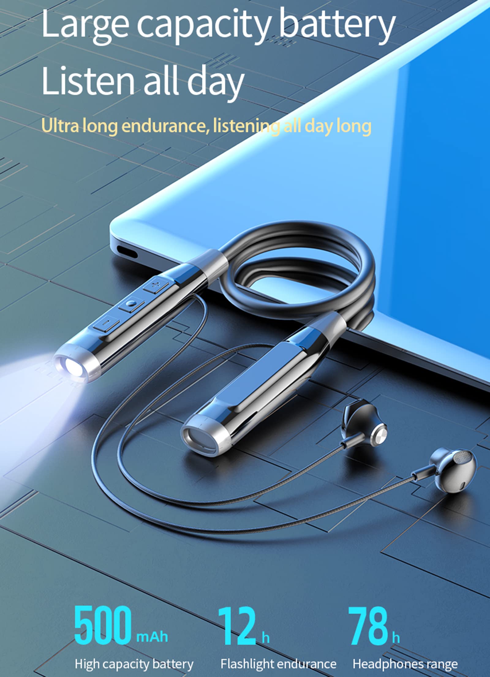 Wireless Bluetooth Sports Headphones with Microphone - 78H Battery, IPX7 Waterproof, Noise Cancelling, Magnetic Earbuds for Running, Cycling, Gym - Compatible with Android & iOS (Perfect for Workouts, Commuting & Outdoor Activities)