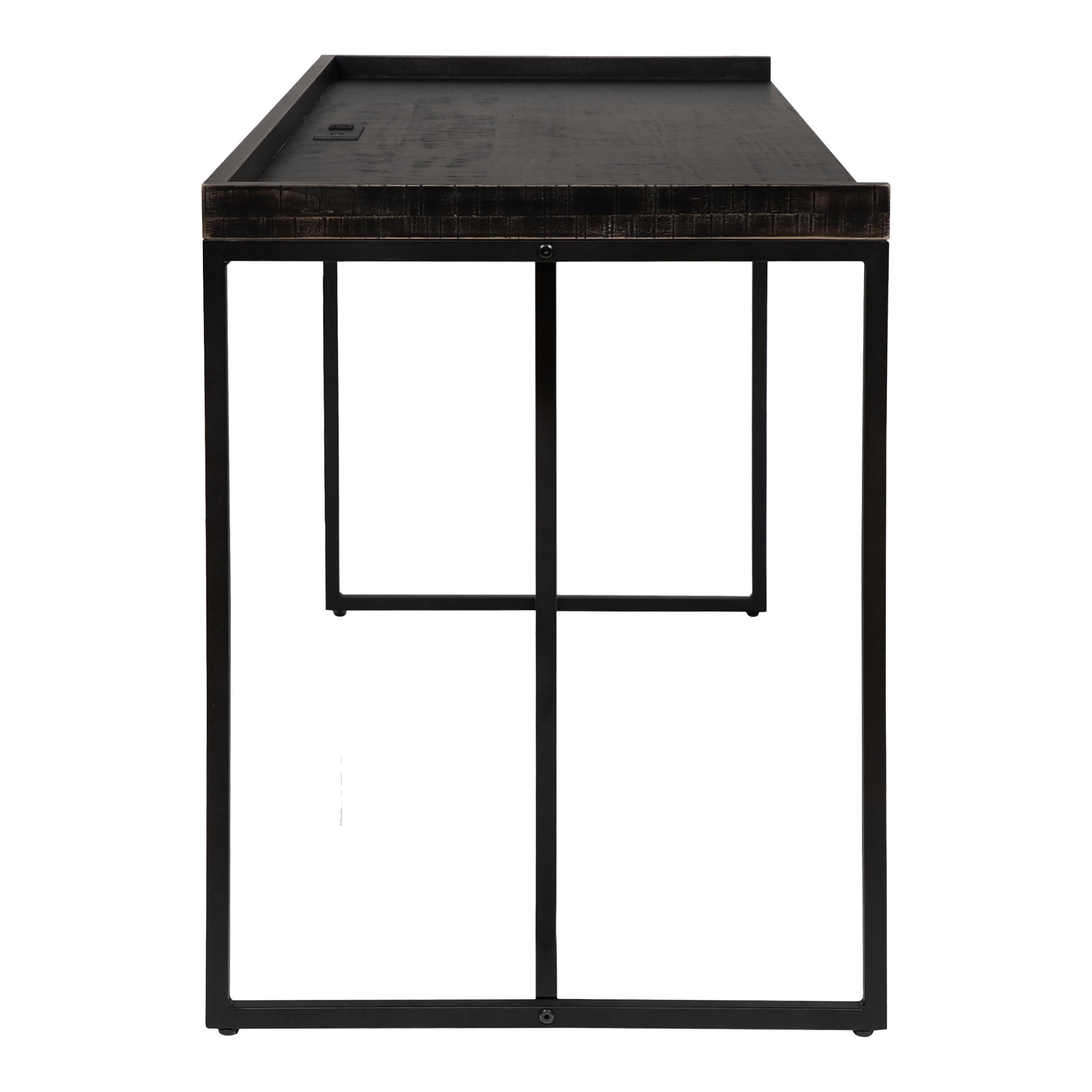 Timor Modern Wood Computer Desk with USB Port - Black Home Office Desk for Work, Study & Gaming | Space-Saving Design for Small Rooms & Apartments
