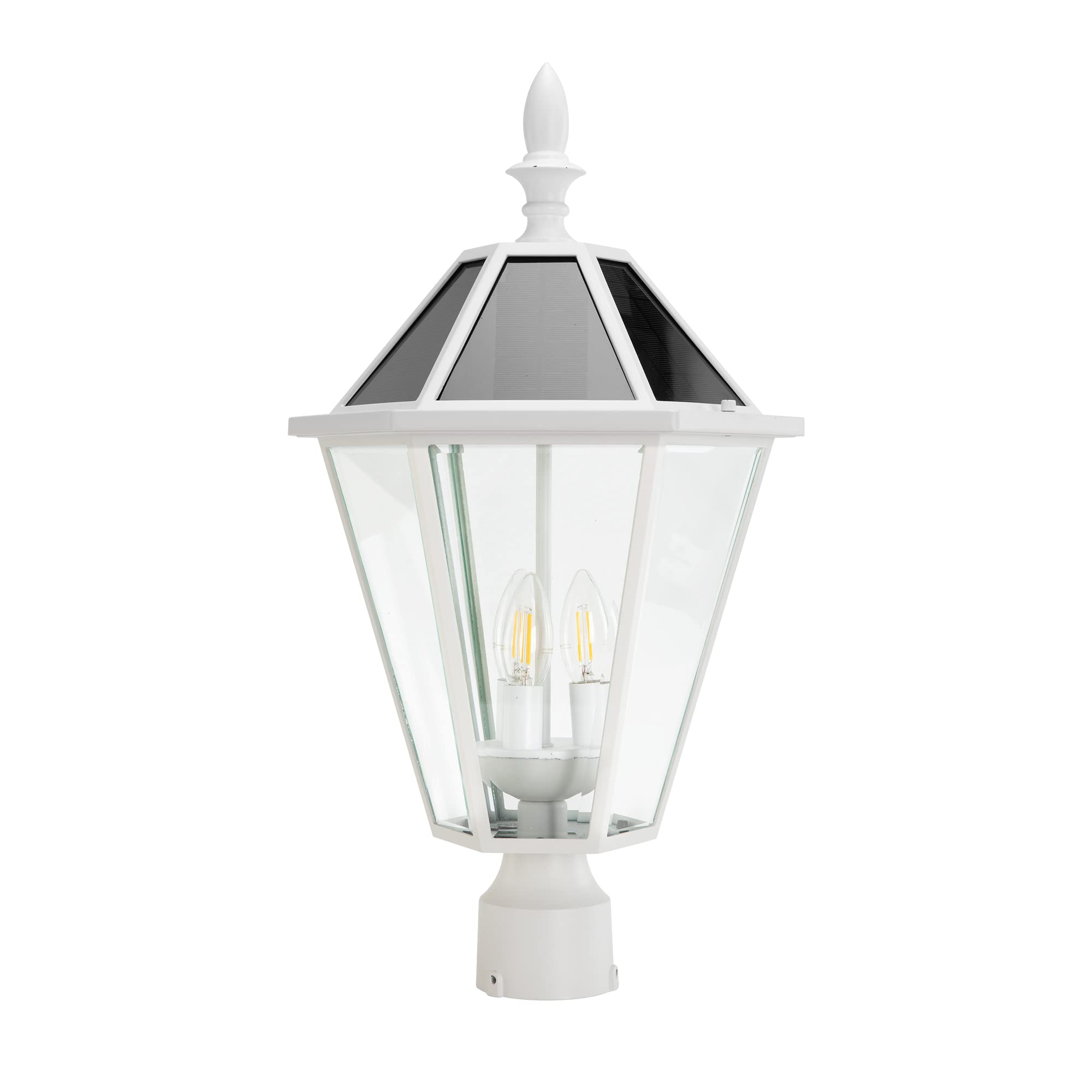 LUTEC Solar LED Post Light Outdoor - 300LM, 2700K Warm White, Dusk to Dawn Vintage Street Light, Cast Aluminum Solar Pole Light for Garden, Pathway, Yard, Patio & Driveway Lighting (Base Not Included) - Perfect for Landscape, Walkway & Exterior Decor