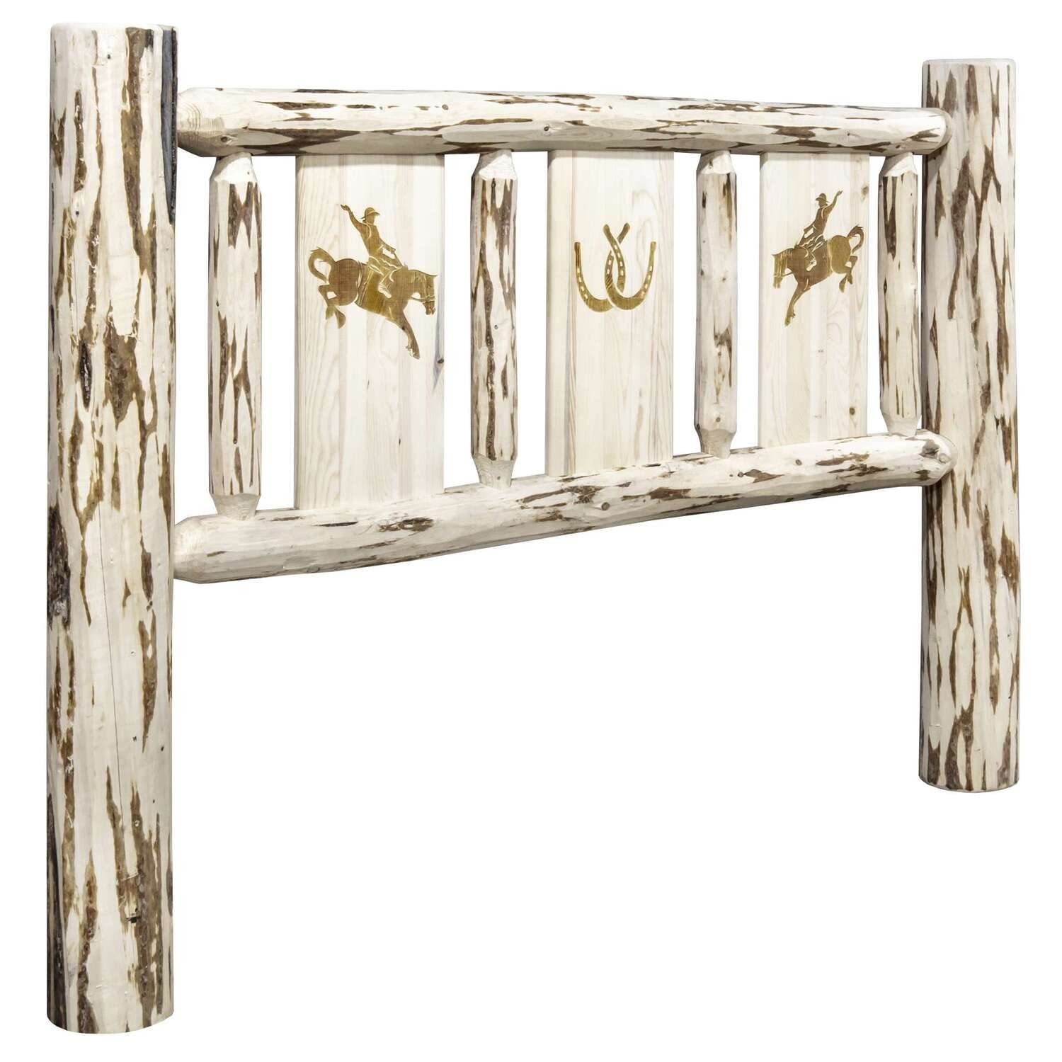 Montana Collection Twin Headboard with Laser Engraved Bronco Design - Unfinished Wood Headboard for Bedroom Decor | Perfect for Western Style Home, Ranch House or Cowboy Themed Bedroom