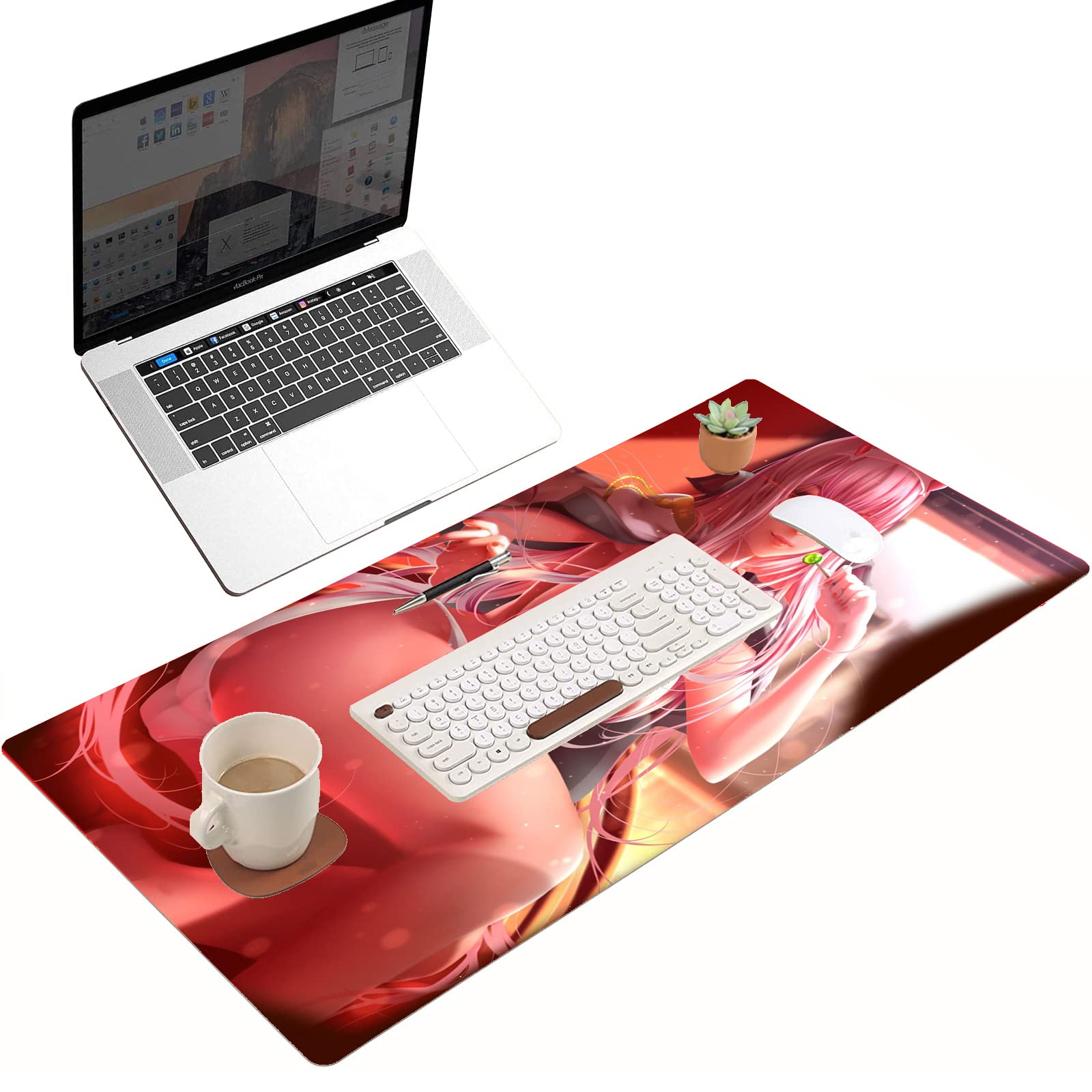 Anime Zero Two XXL Gaming Mouse Pad - 31.49 x 12 Inch Non-Slip Desk Mat for Computer, Laptop & Keyboard | Cute Anime Girl Design | Perfect for Gaming Setup, Office & Home Workspace